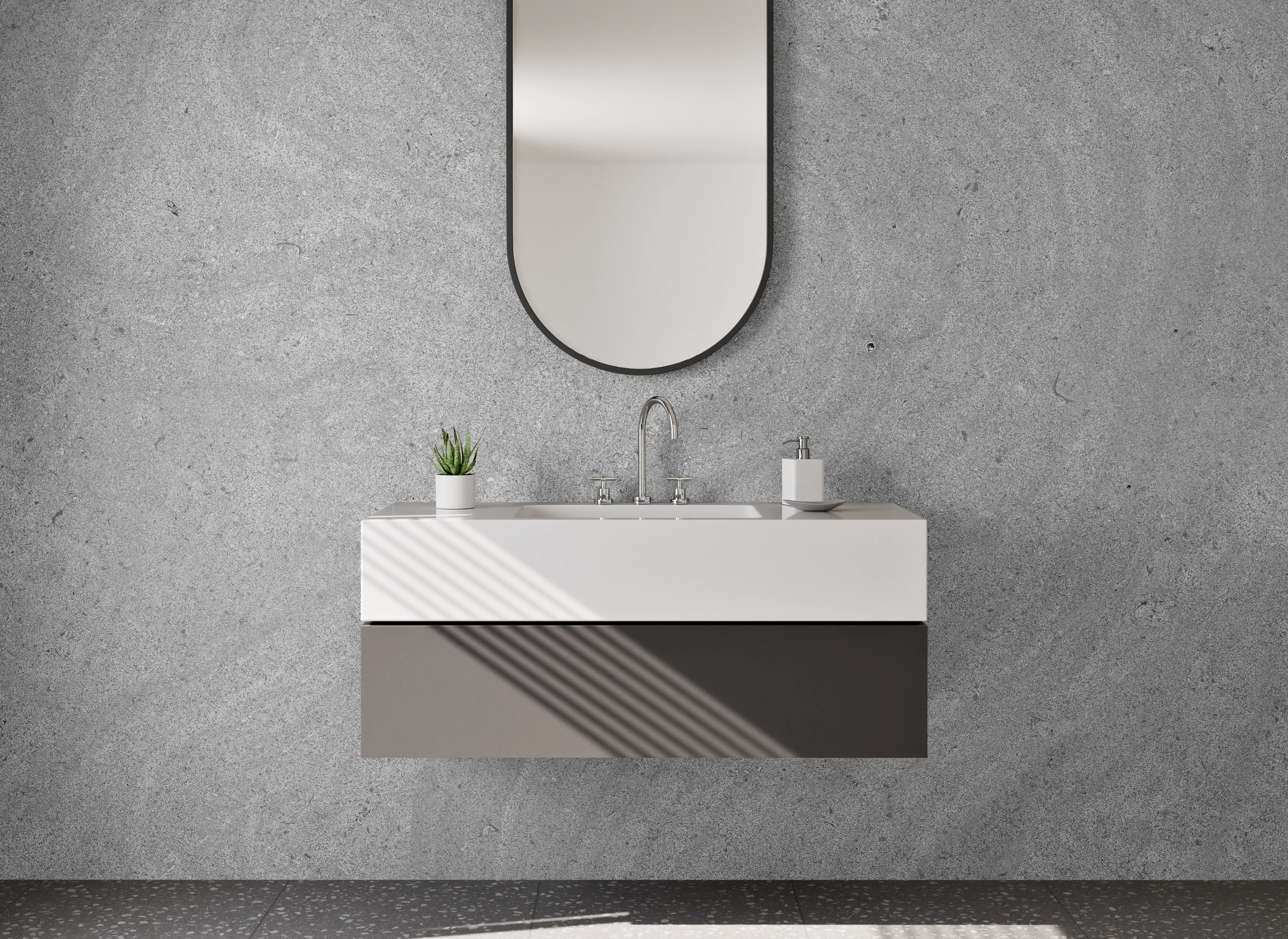 Waschbecken-Rückwand - Graues Steinmuster für moderne Räume