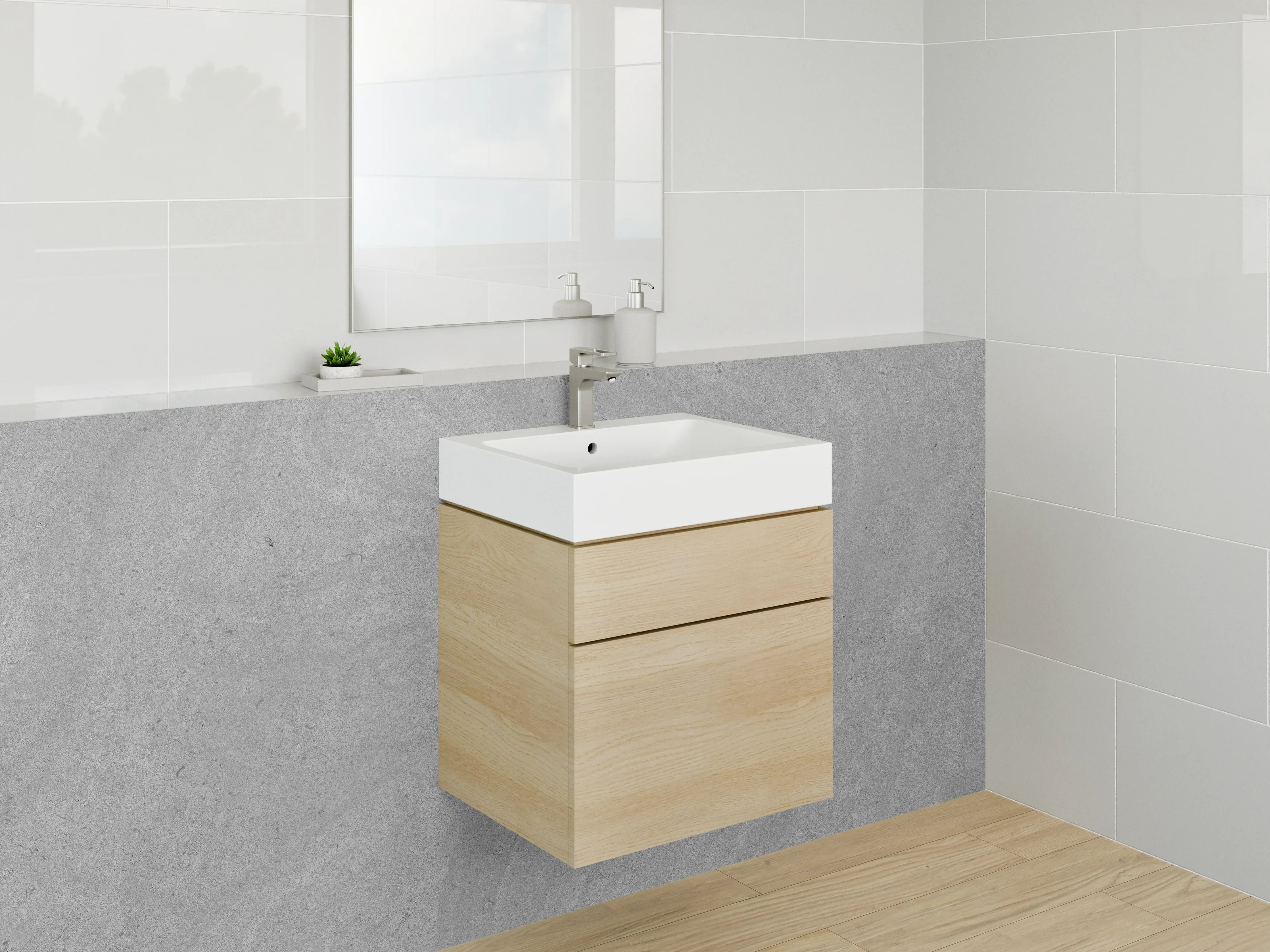 Waschbecken-Rückwand - Graues Steinmuster für moderne Räume