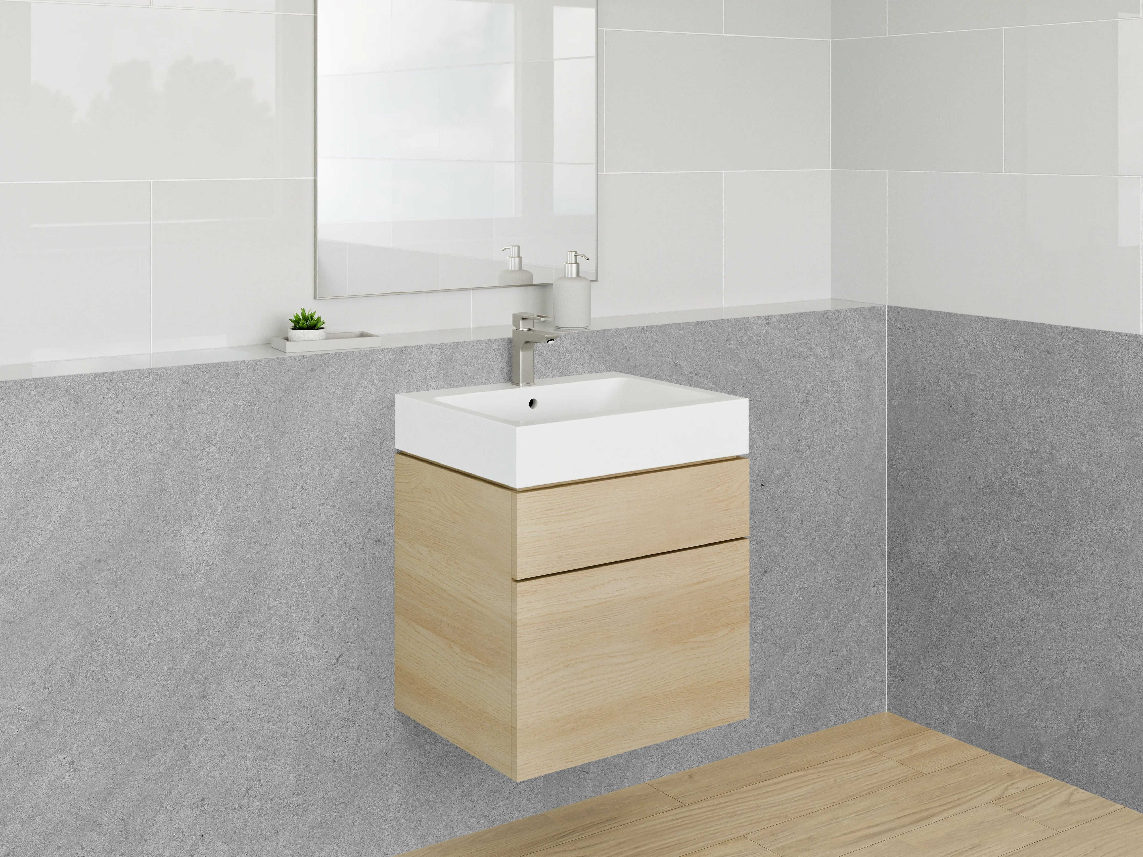 Waschbecken-Rückwand - Graues Steinmuster für moderne Räume