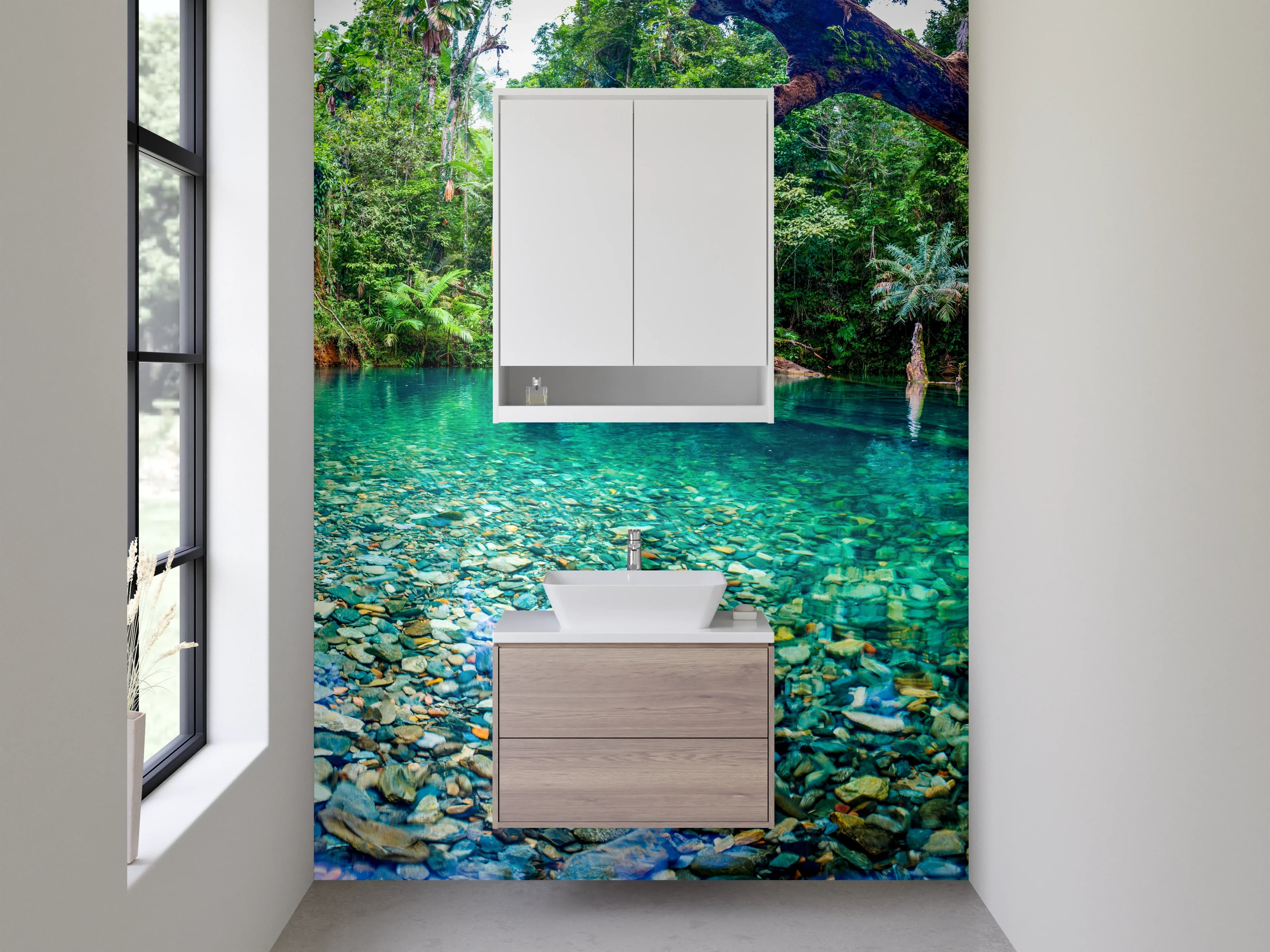 Waschbecken-Rückwand - Graues Weiß: Die stille Wasserwelt