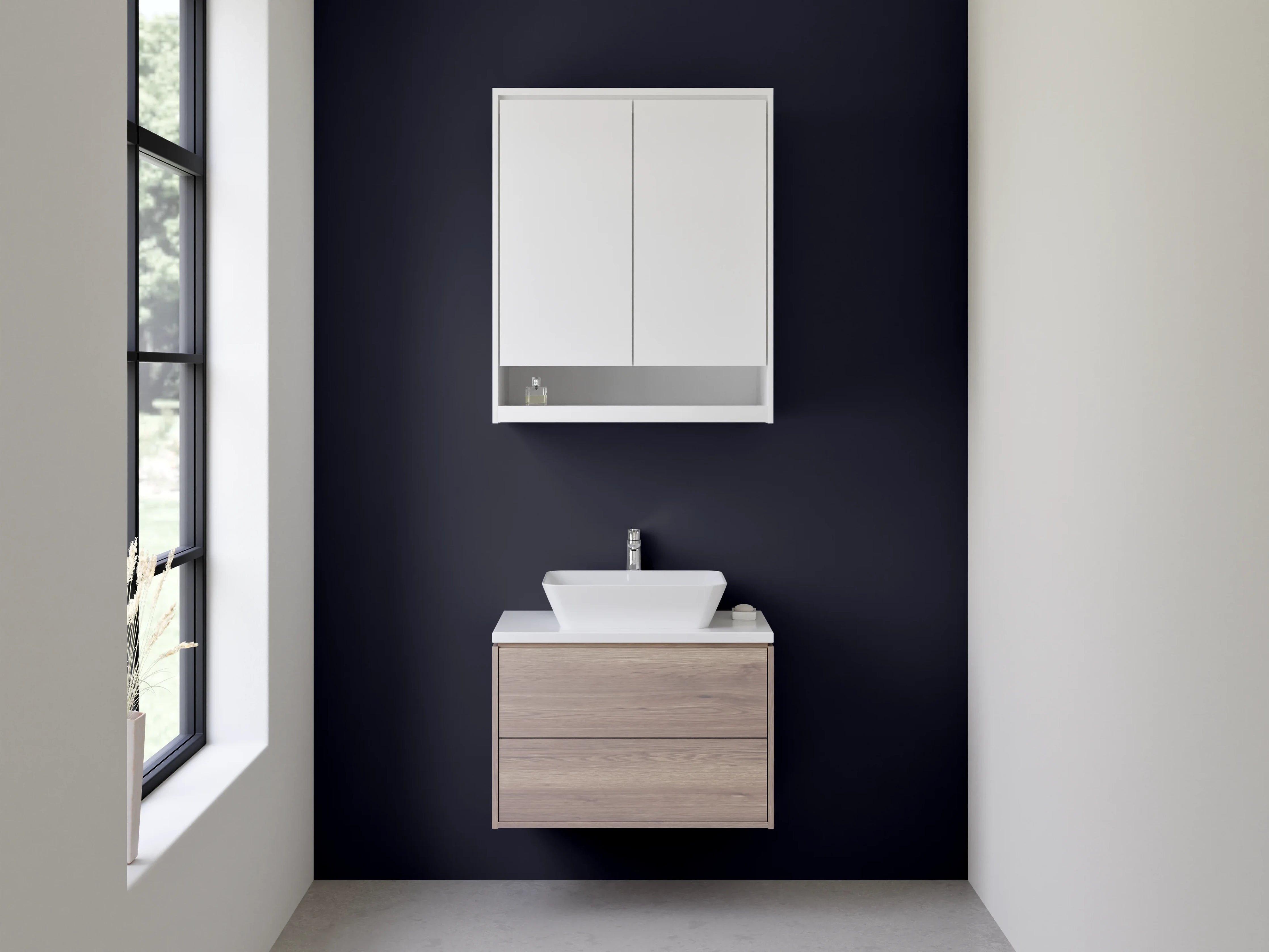 Waschbecken-Rückwand - Graugetönte Weiße Schattenlinien