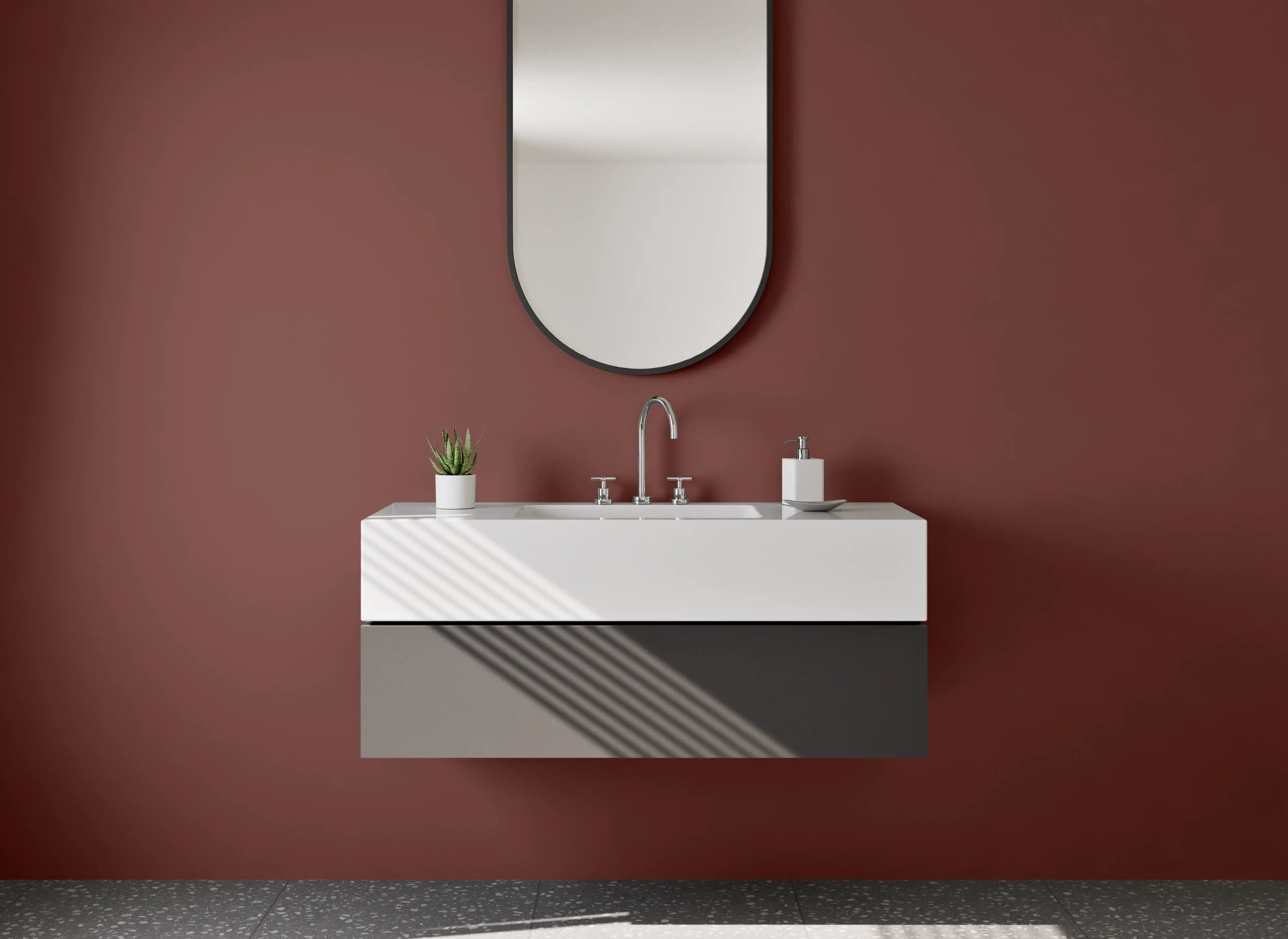 Waschbecken-Rückwand - Graugetönte Weißschimmer-Impressionen