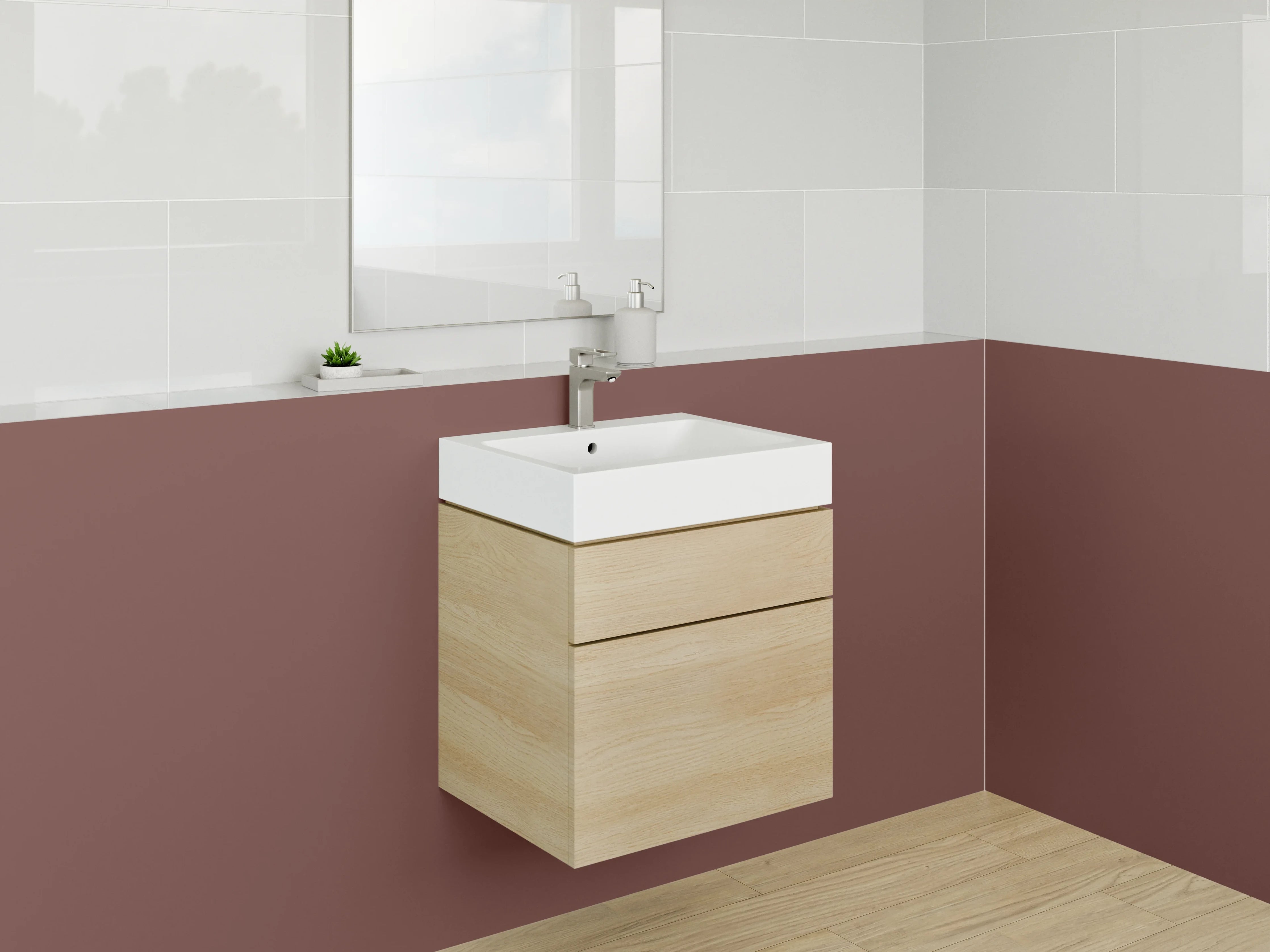 Waschbecken-Rückwand - Graugetönte Weißschimmer-Impressionen