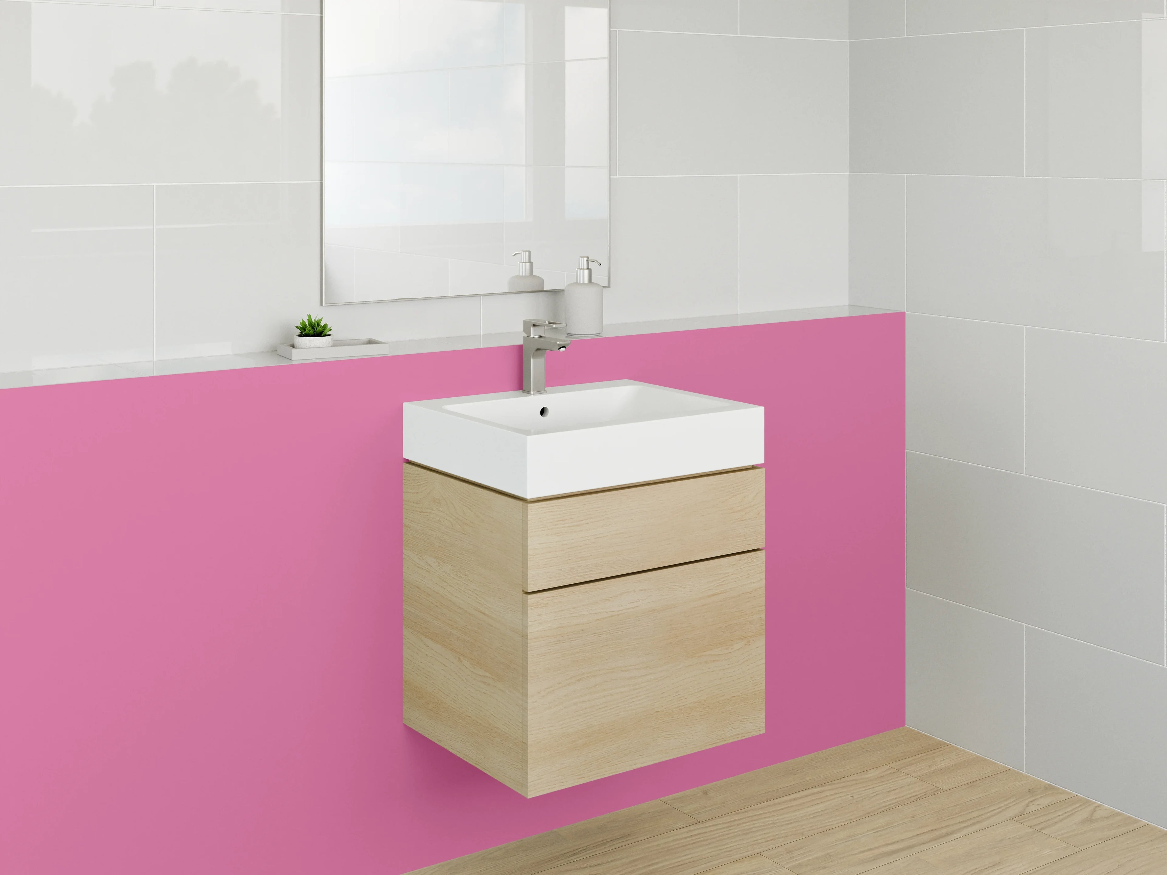 Waschbecken-Rückwand - Graugetöntes Licht im Fliederweiß