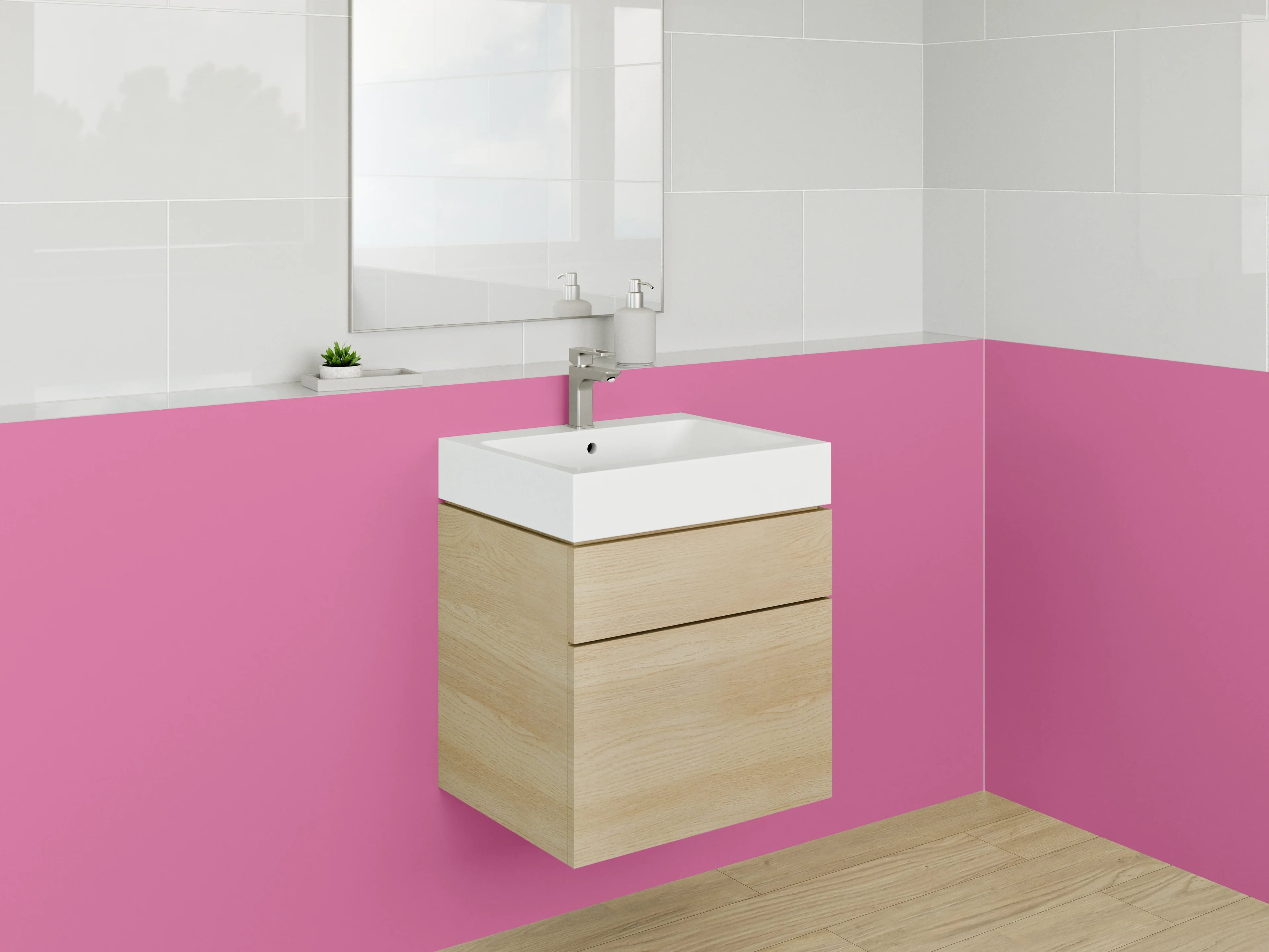 Waschbecken-Rückwand - Graugetöntes Licht im Fliederweiß