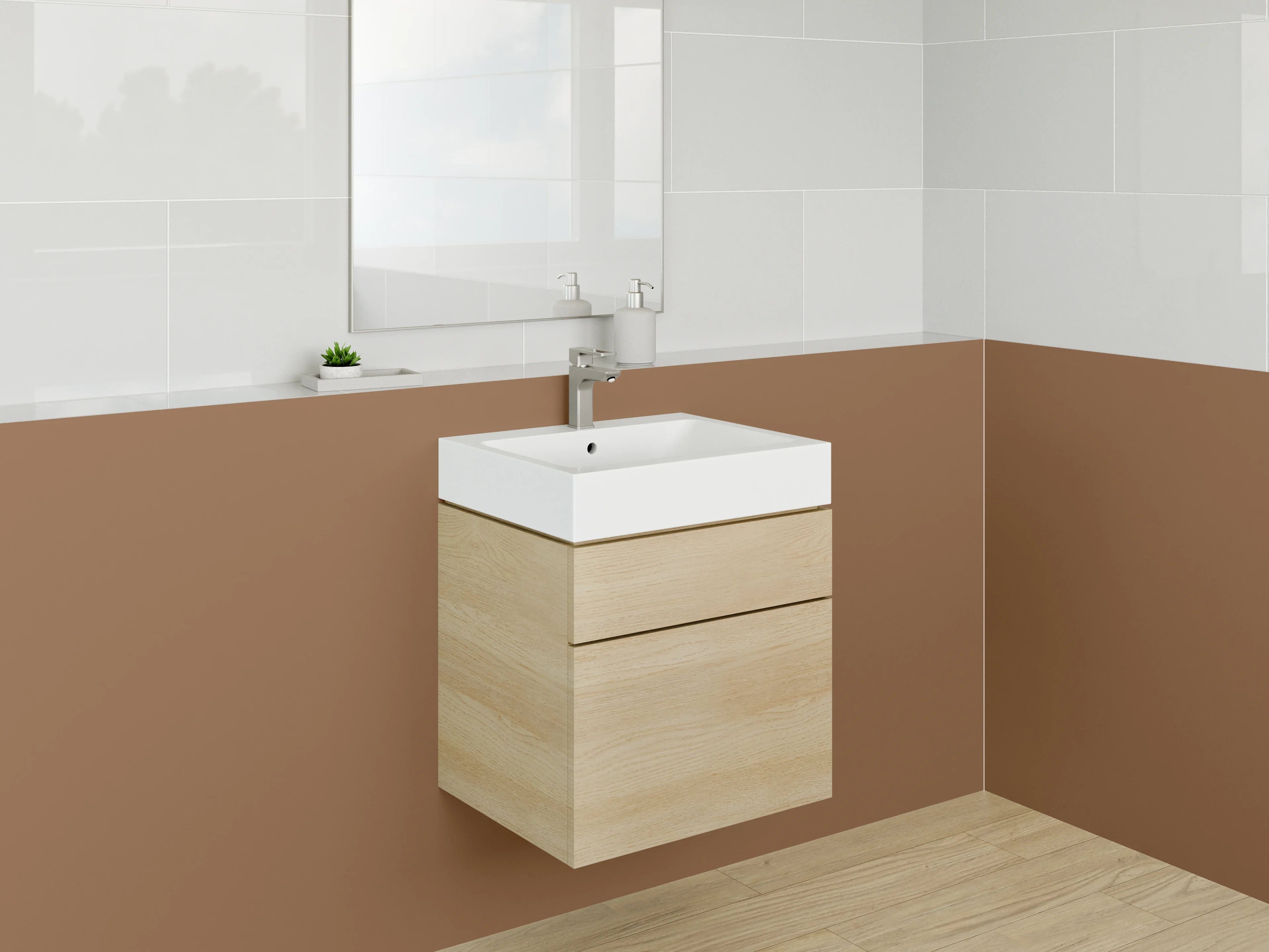 Waschbecken-Rückwand - Graugetöntes Weißlehm-Spiel