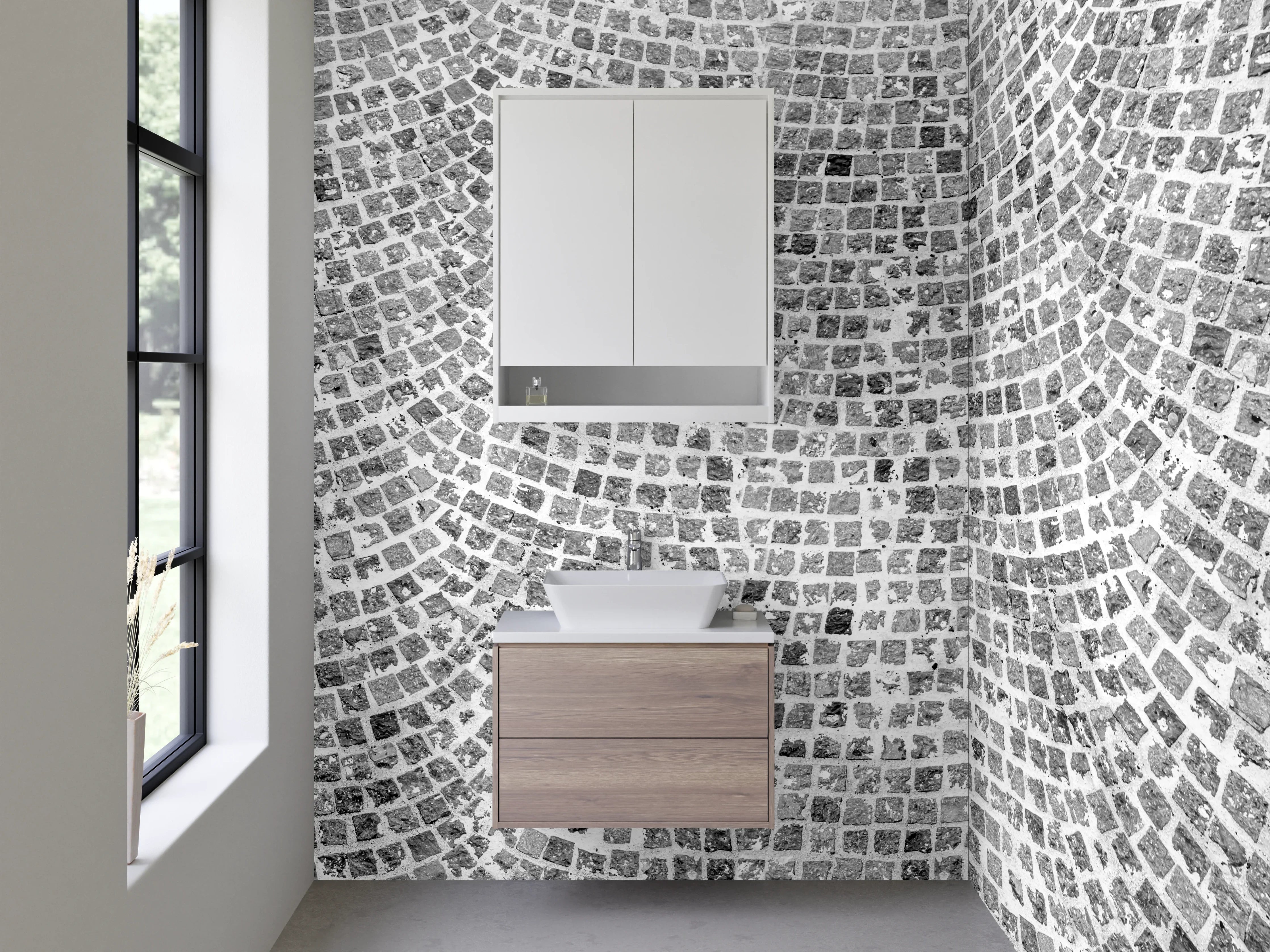 Waschbecken-Rückwand - Grauschattiertes Modernes Mosaikdesign