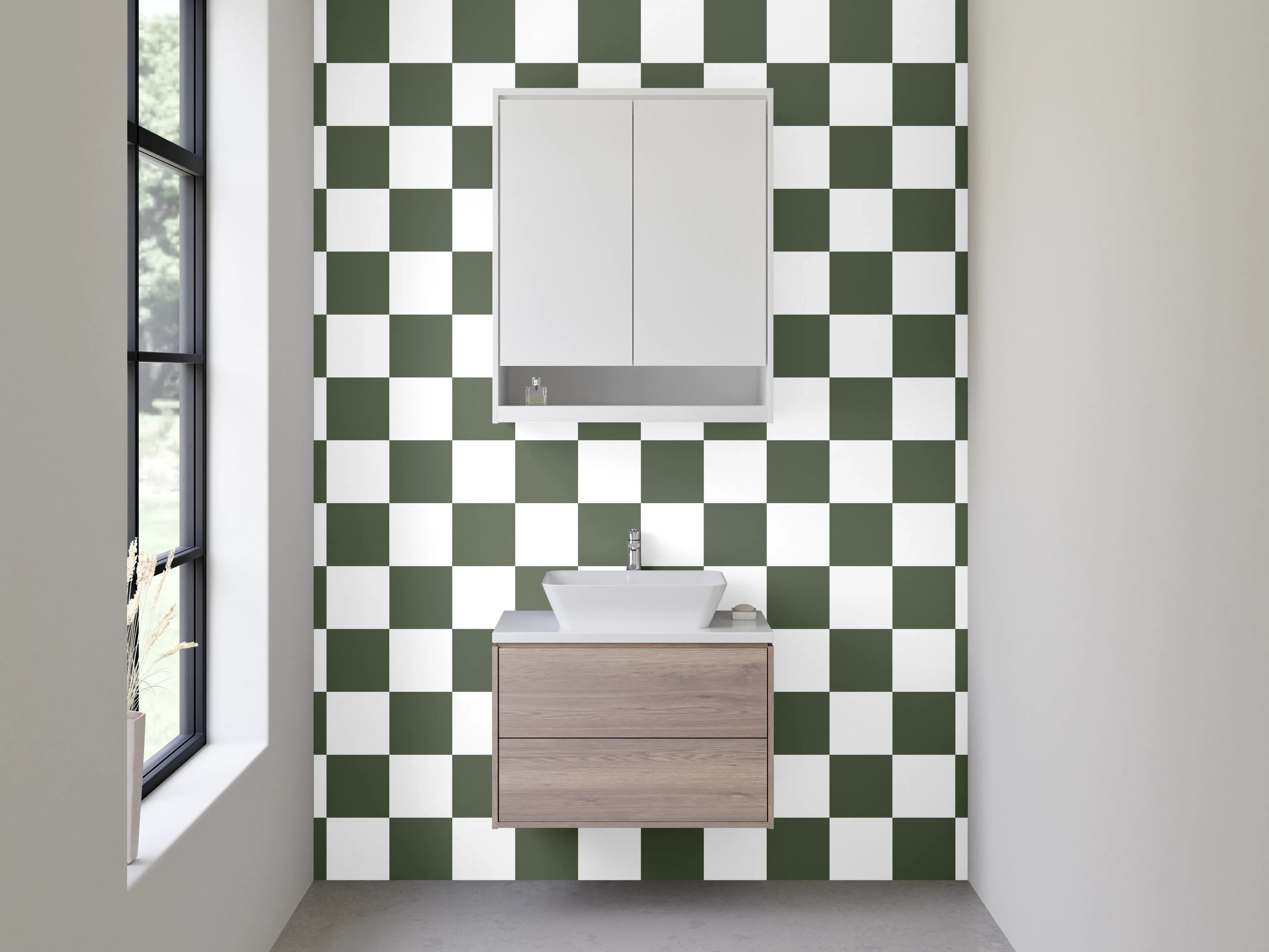 Waschbecken-Rückwand - Grauschattiertes Schachbrettmuster Modern