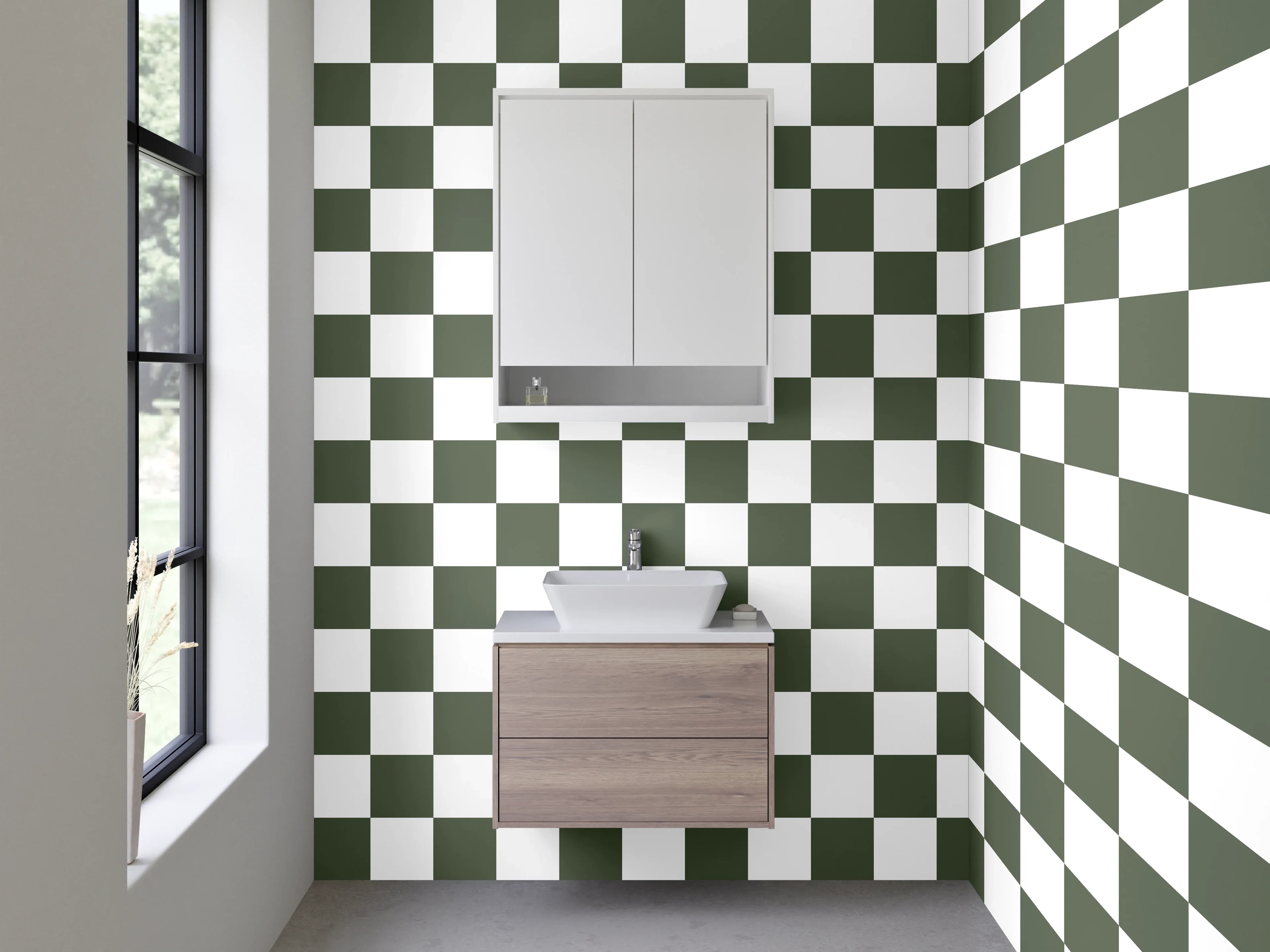 Waschbecken-Rückwand - Grauschattiertes Schachbrettmuster Modern
