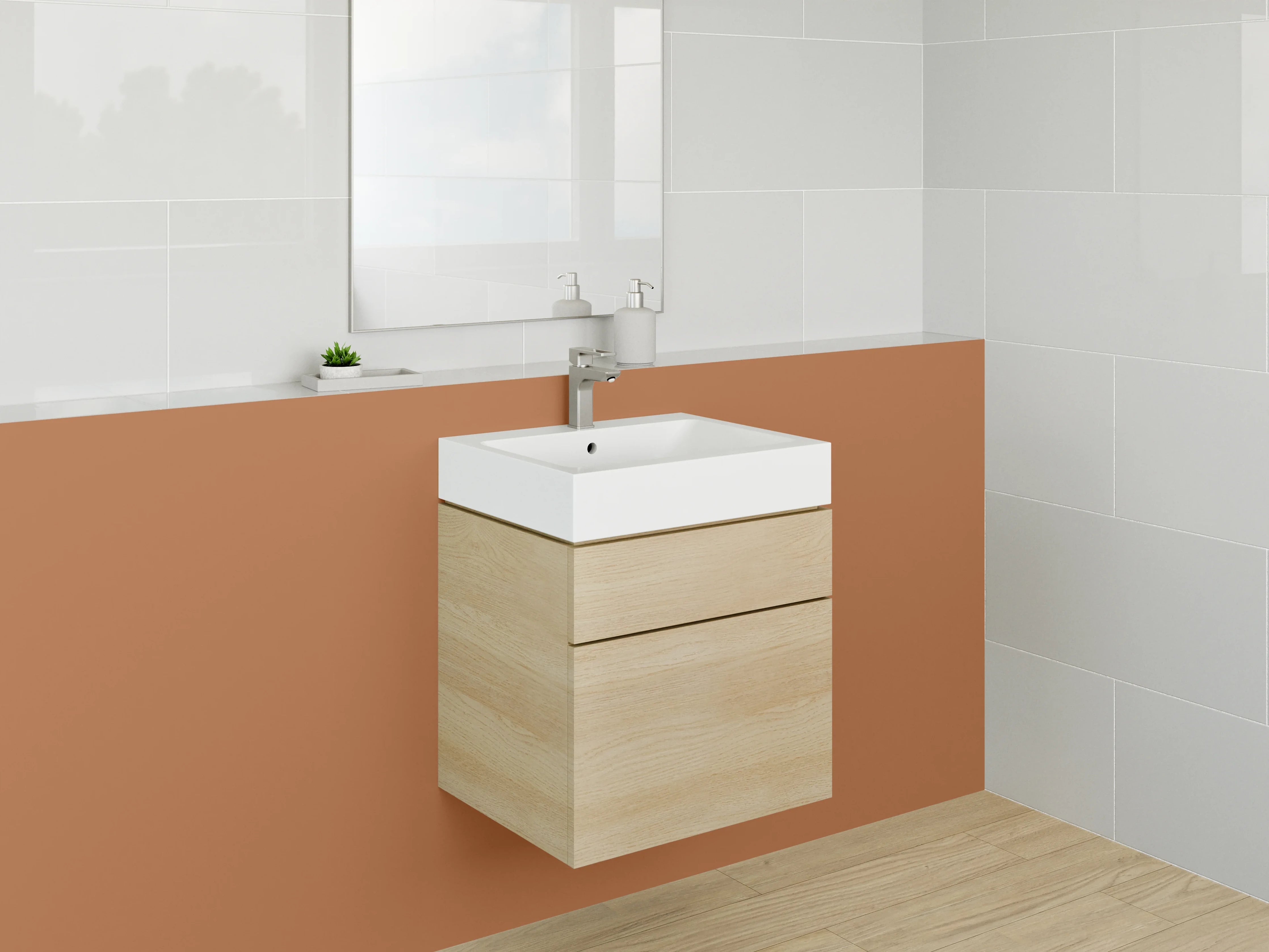 Waschbecken-Rückwand - Grauschimmer auf Weiß: Herbstglanz