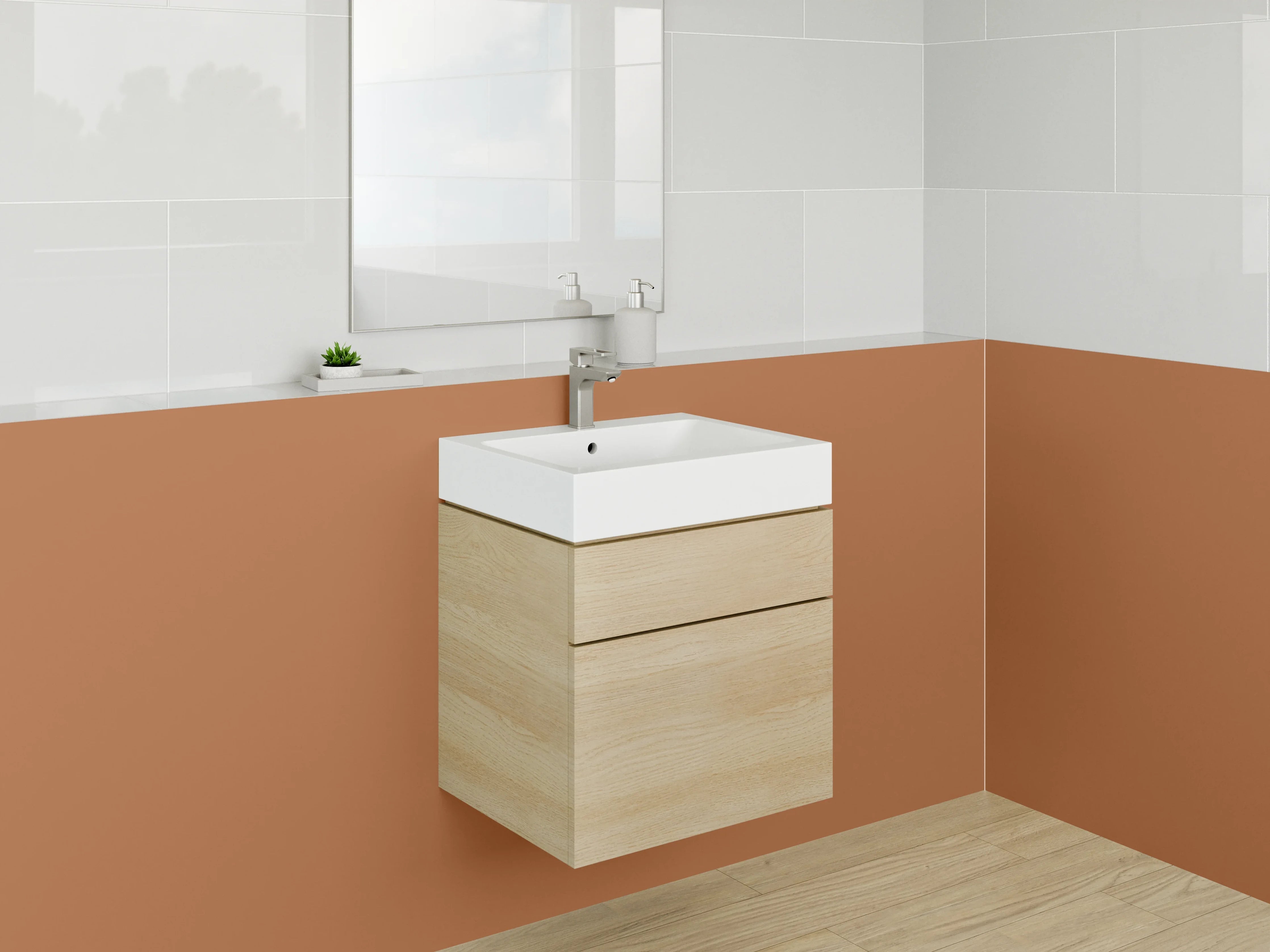 Waschbecken-Rückwand - Grauschimmer auf Weiß: Herbstglanz