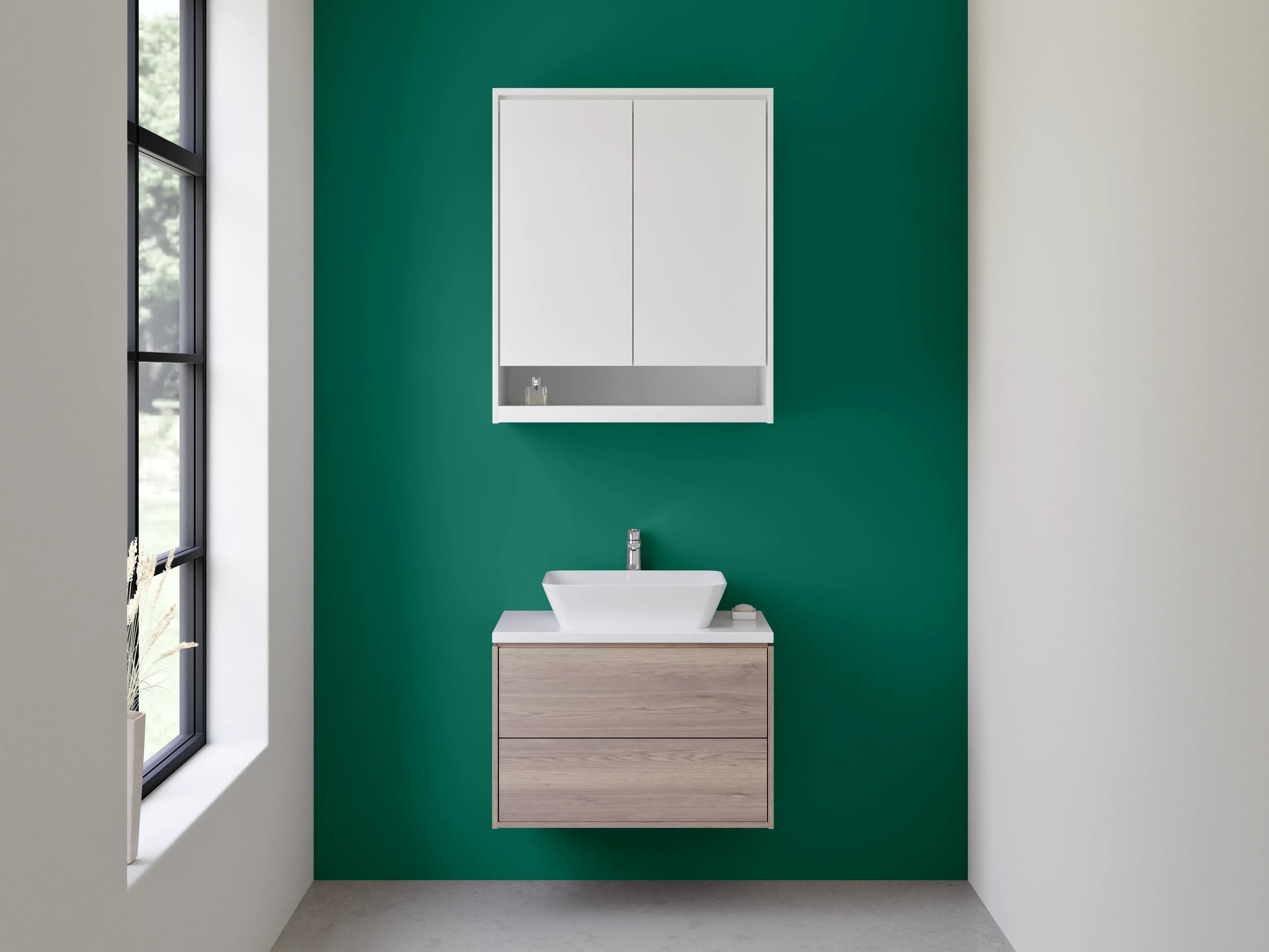 Waschbecken-Rückwand - Grauschimmer im Eismattenweiß