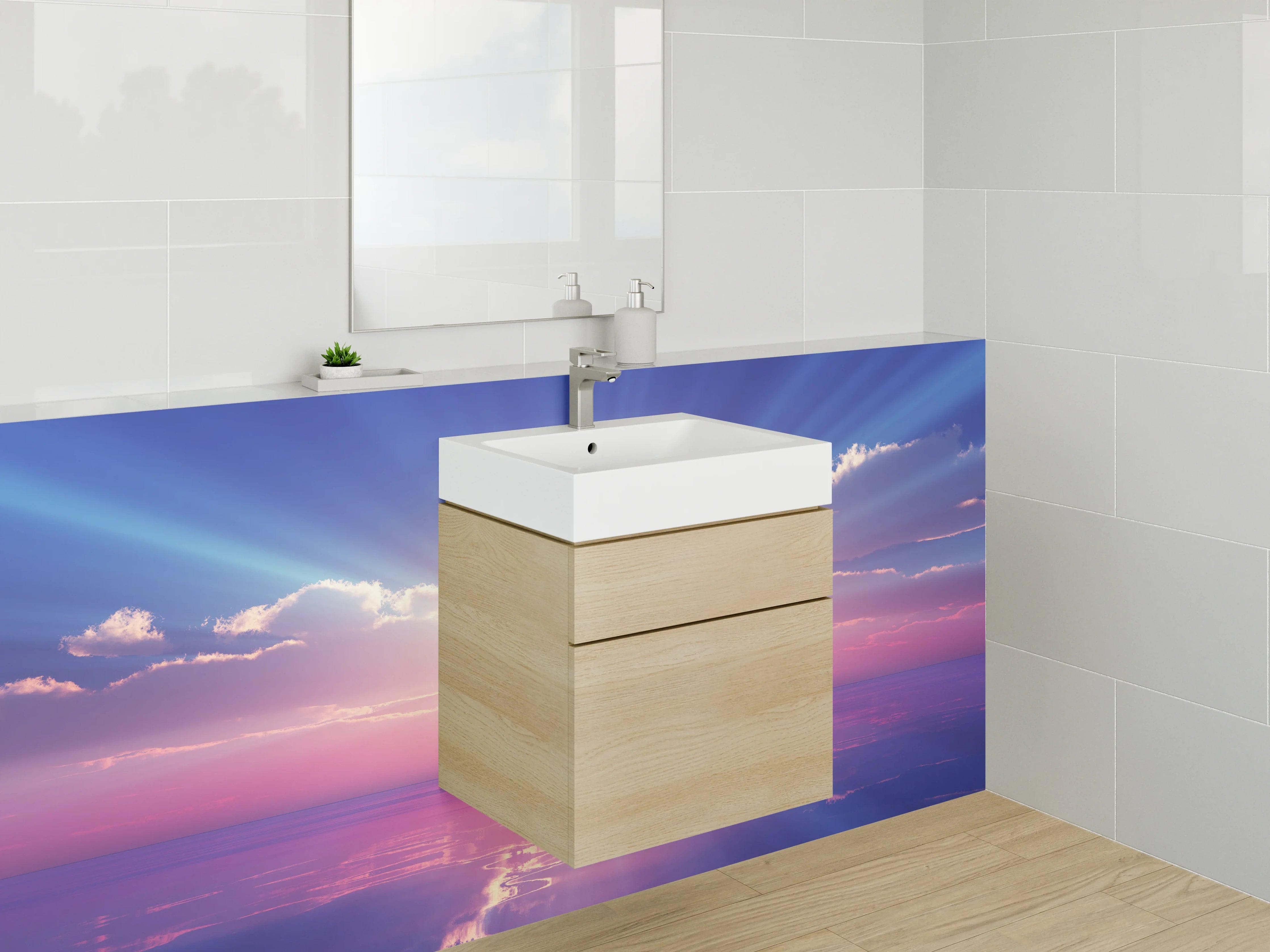 Waschbecken-Rückwand - Grauschimmer im Morgenglanz