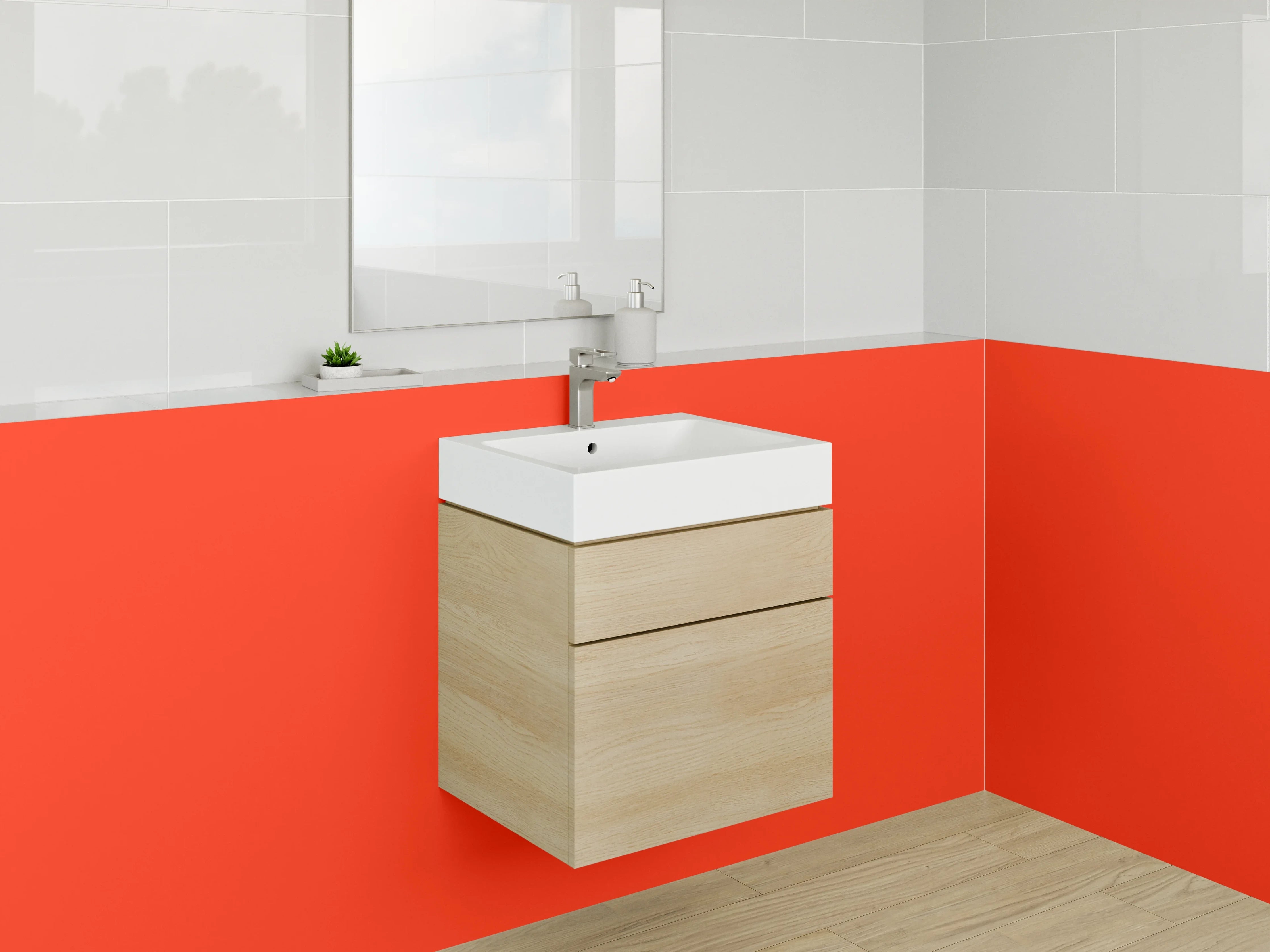 Waschbecken-Rückwand - Grauschimmer im weißen Licht