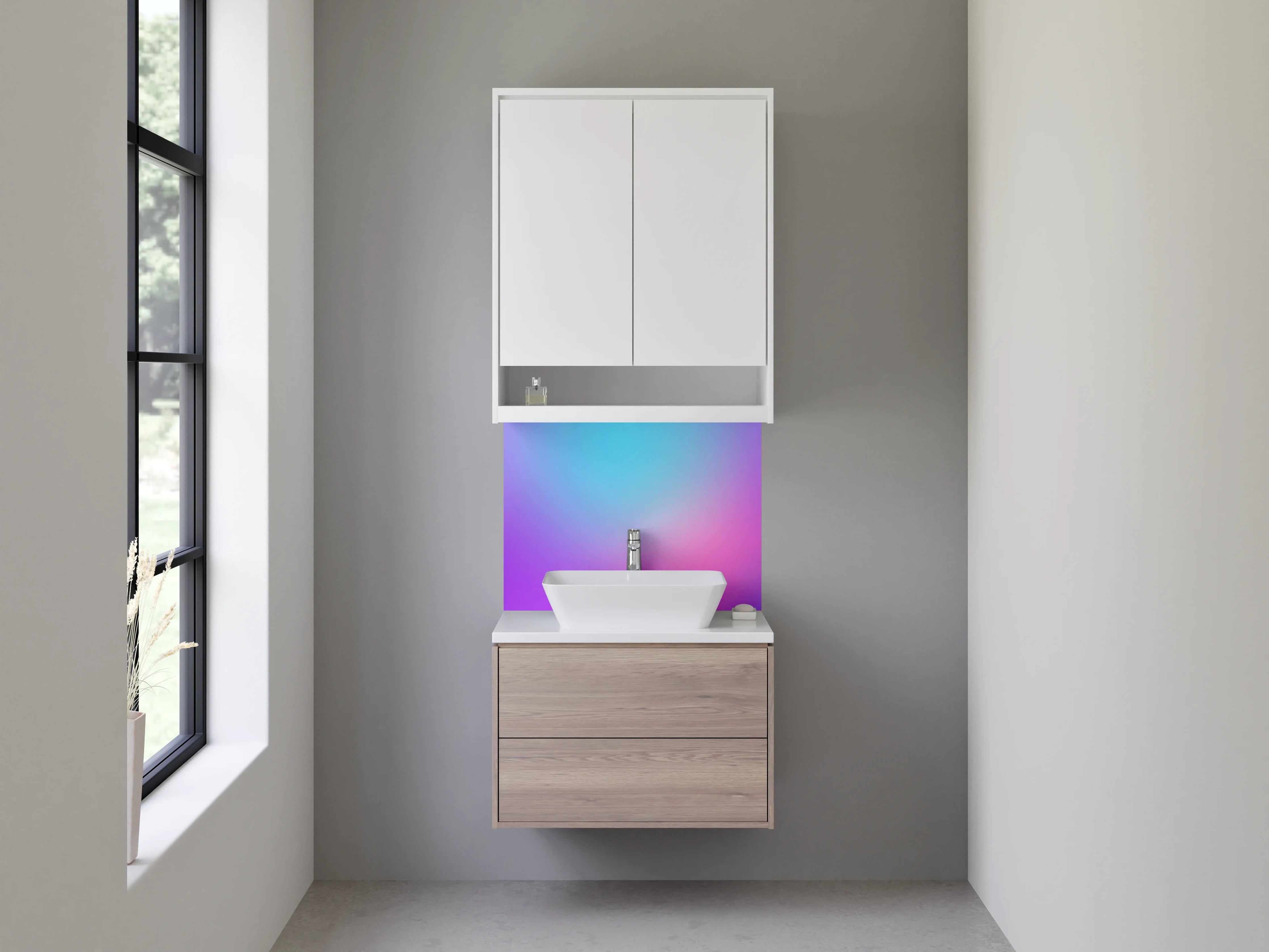 Waschbecken-Rückwand - Grauschimmernde Kunstverlauf Spülwand