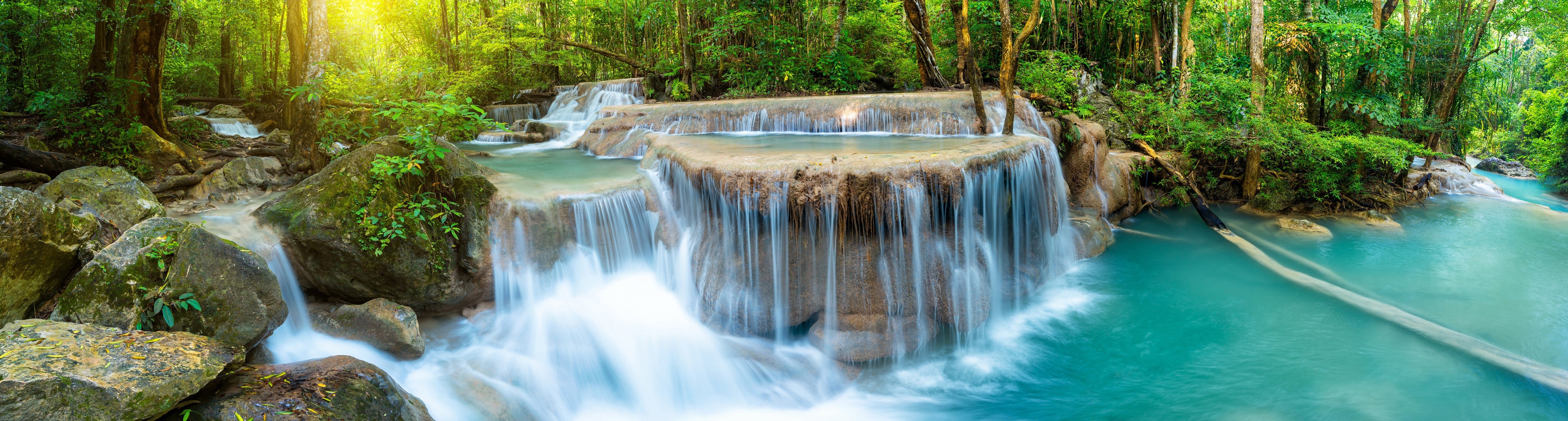 Waschbecken-Rückwand-Grauschimmernde Wasserperlen im Urwald