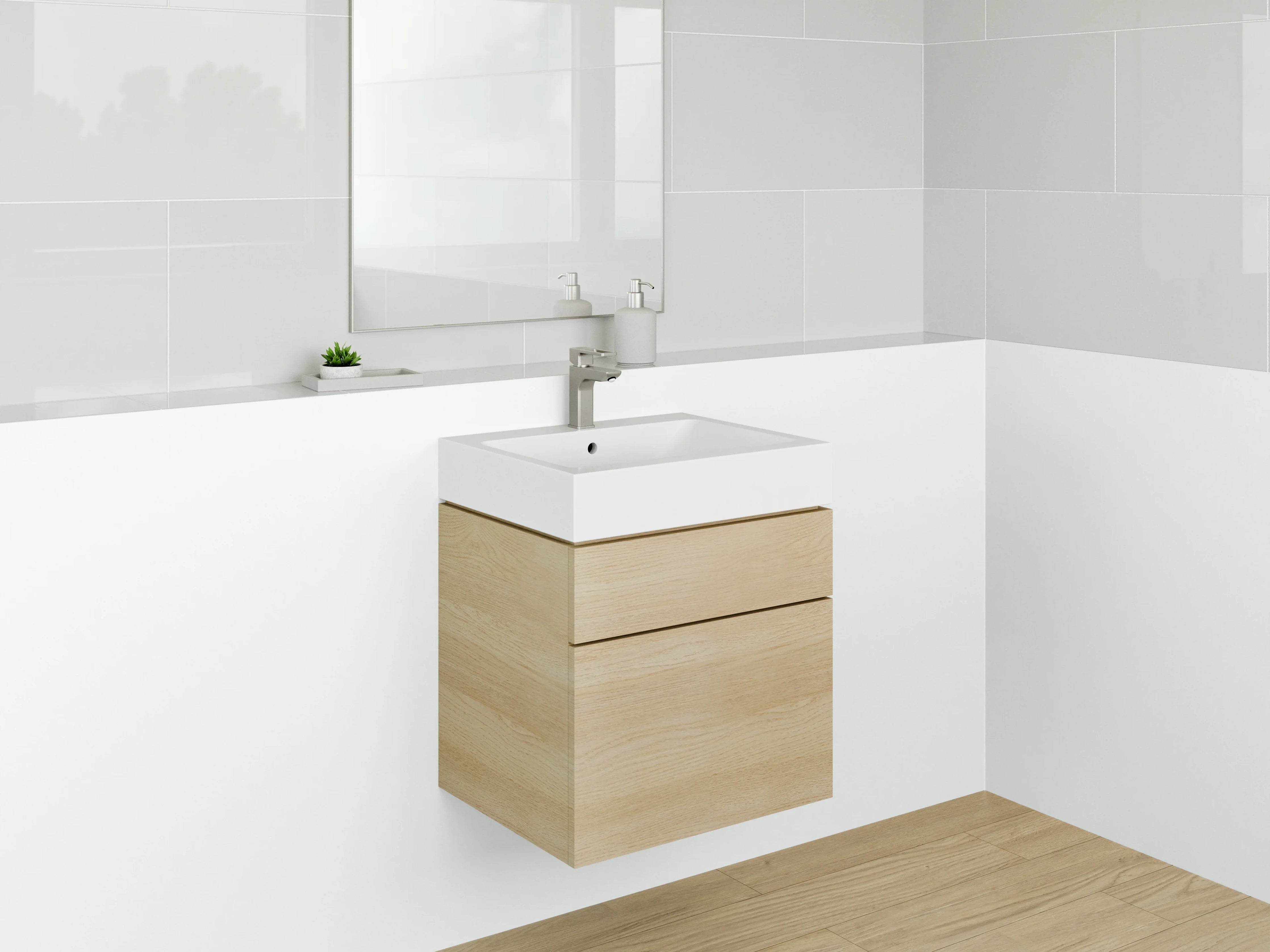 Waschbecken-Rückwand - Grauschimmerndes Alpinweiß