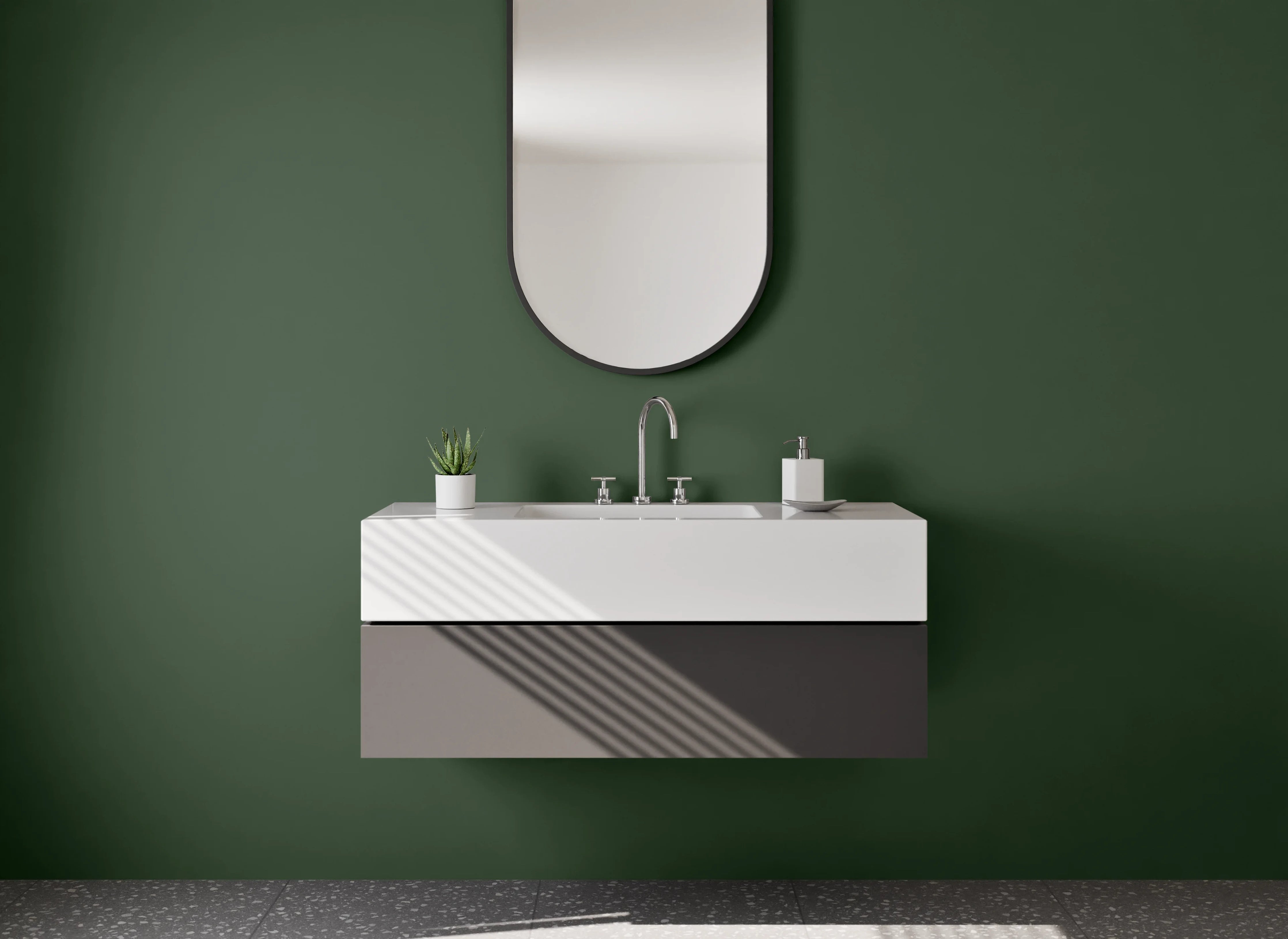 Waschbecken-Rückwand - Grauschimmerndes Weißgrün-Flair
