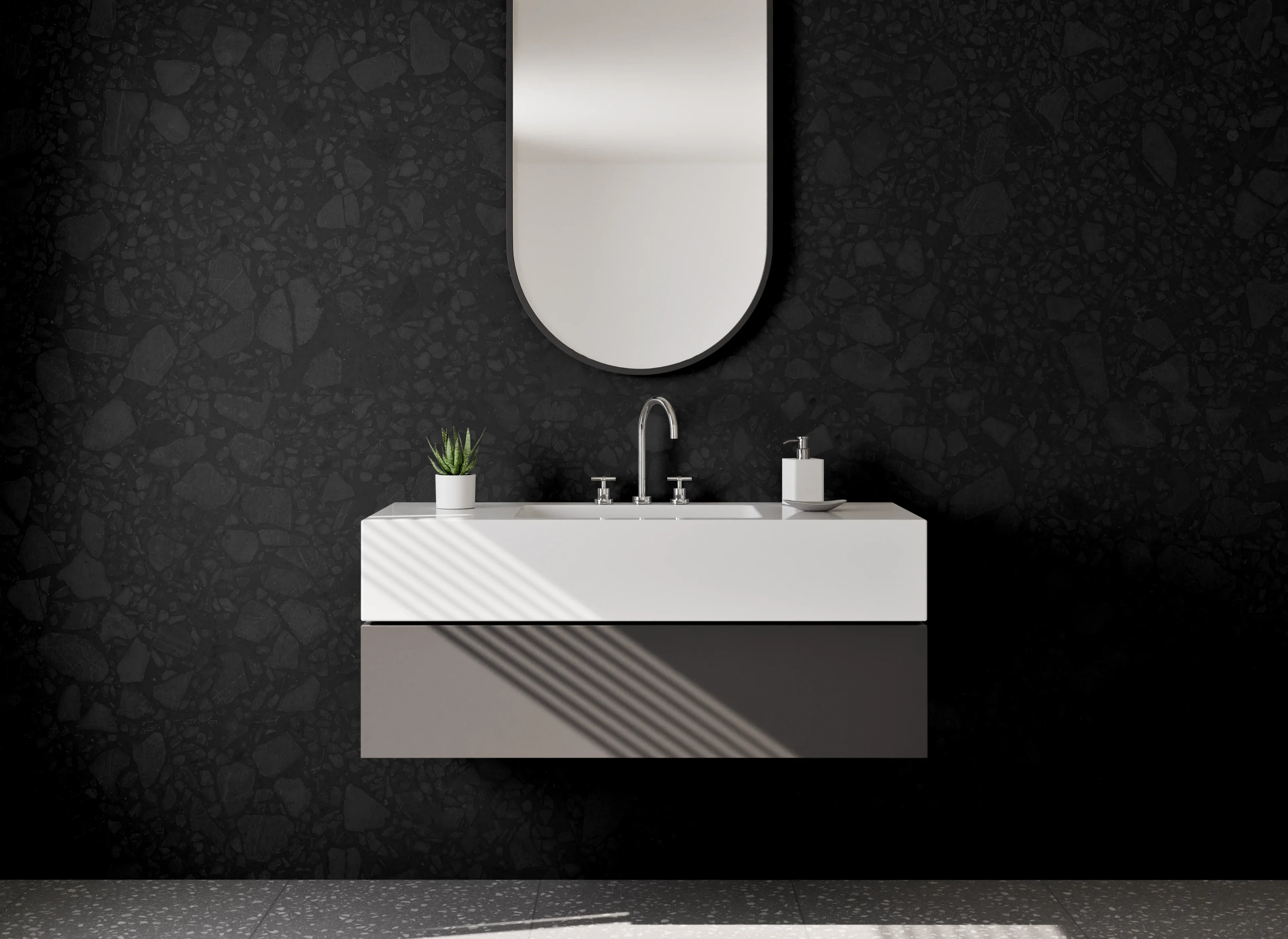 Waschbecken-Rückwand - Grauweiße Marmor-Textur