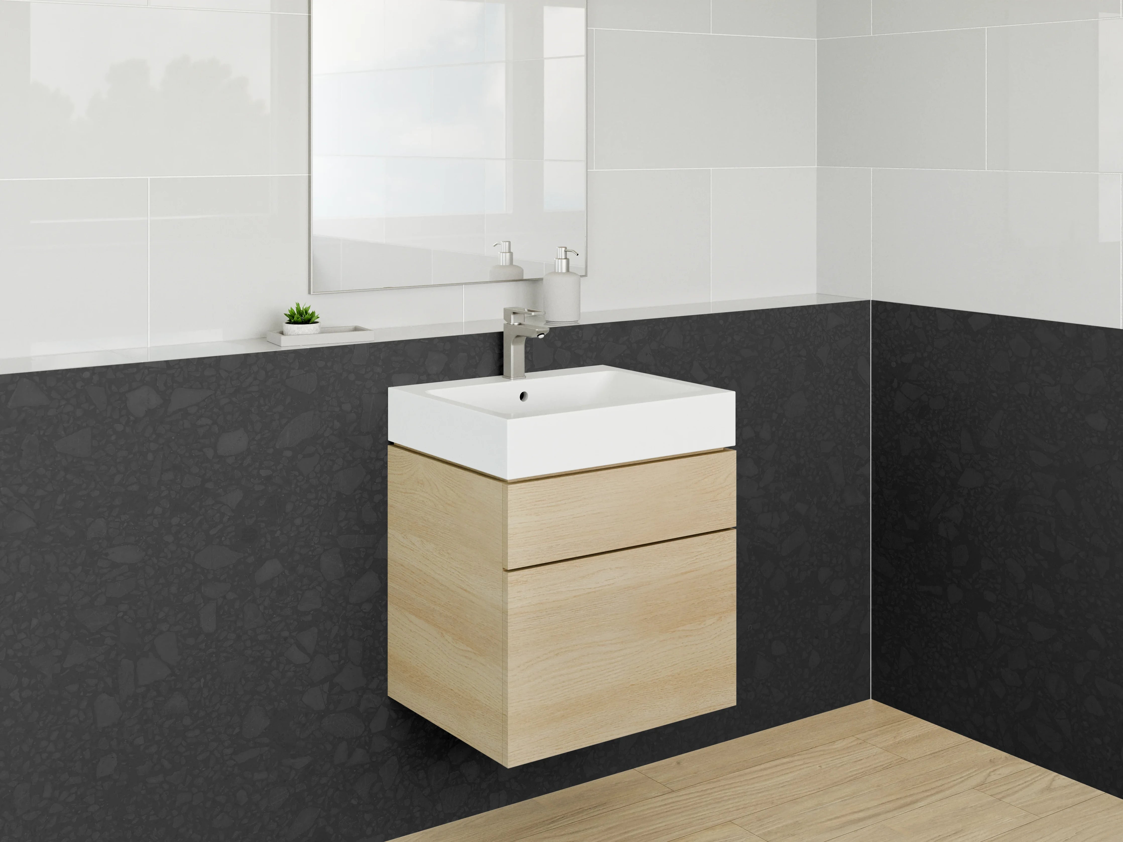 Waschbecken-Rückwand - Grauweiße Marmor-Textur