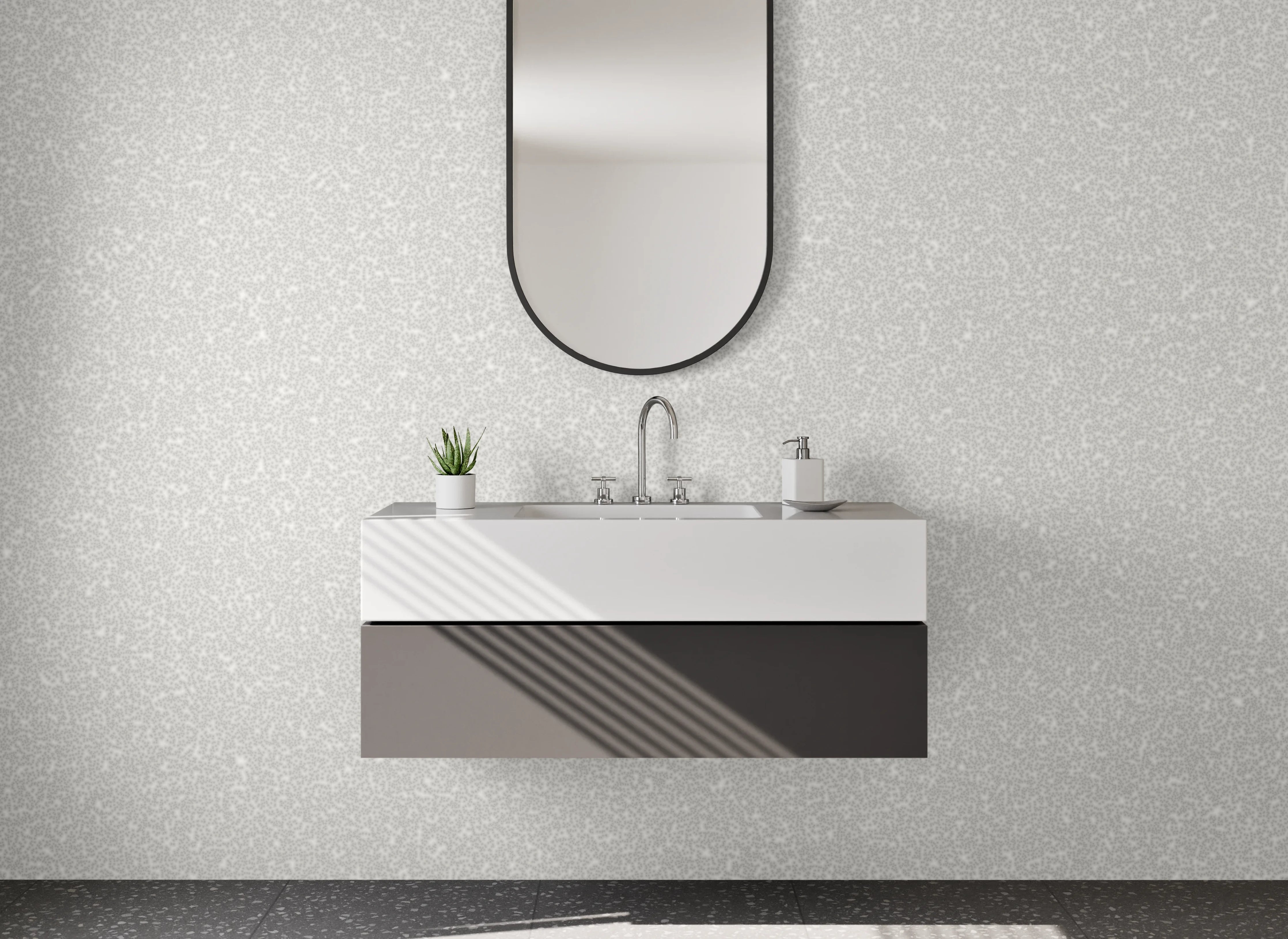 Waschbecken-Rückwand - Grauweißer Marmor-Look Deluxe