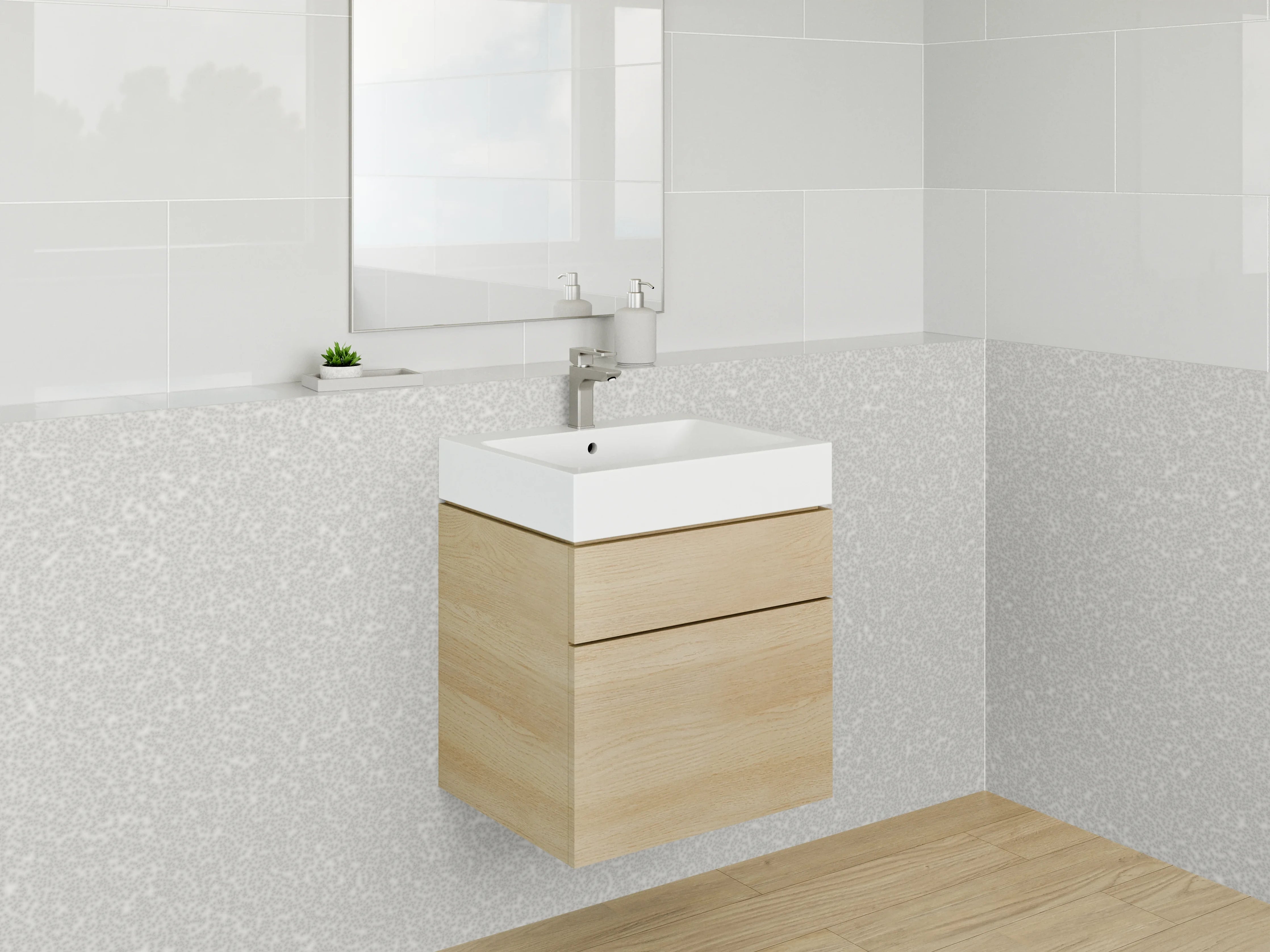 Waschbecken-Rückwand - Grauweißer Marmor-Look Deluxe