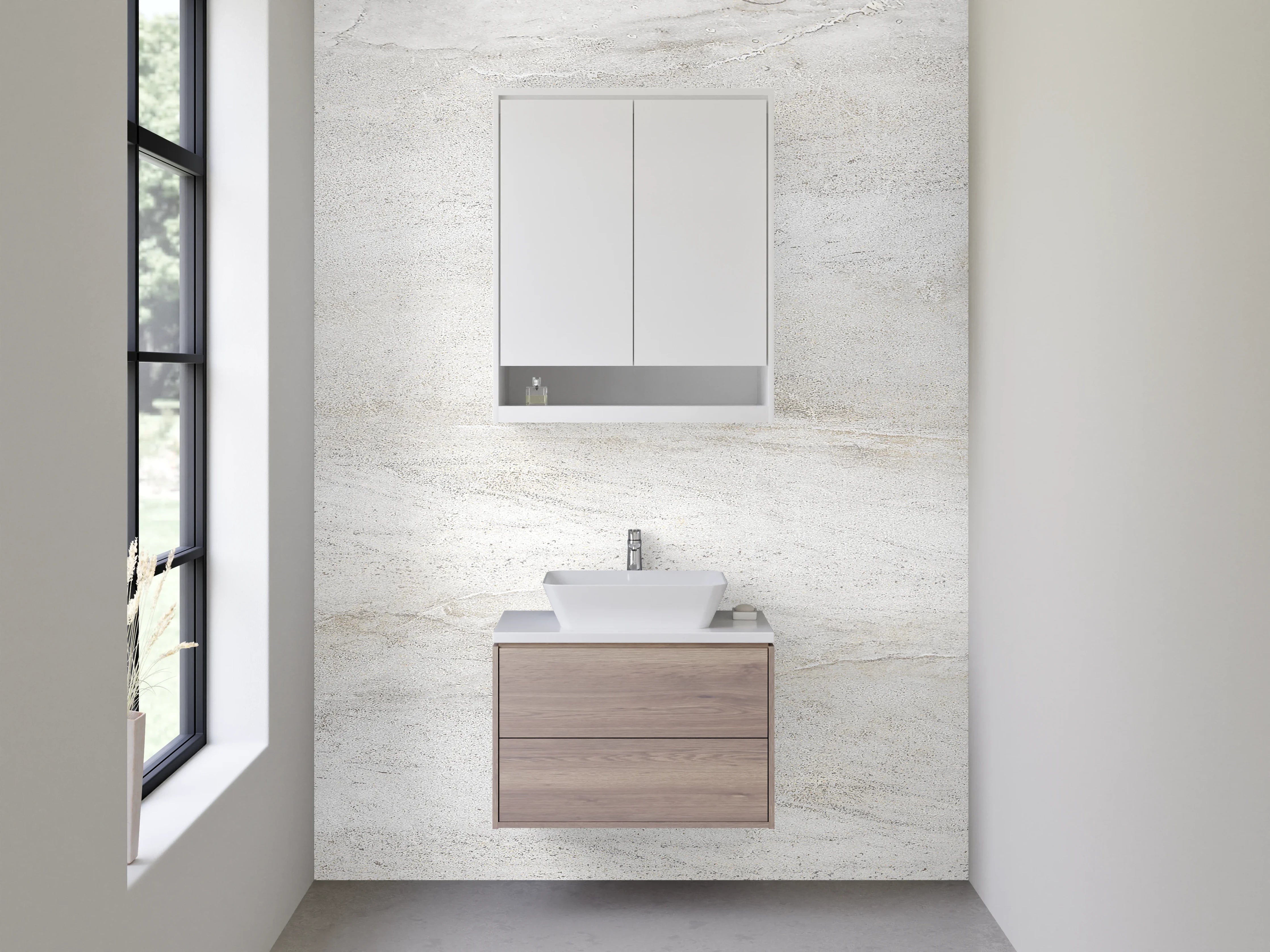 Waschbecken-Rückwand - Grauweißer Marmor-Look für Wandflächen