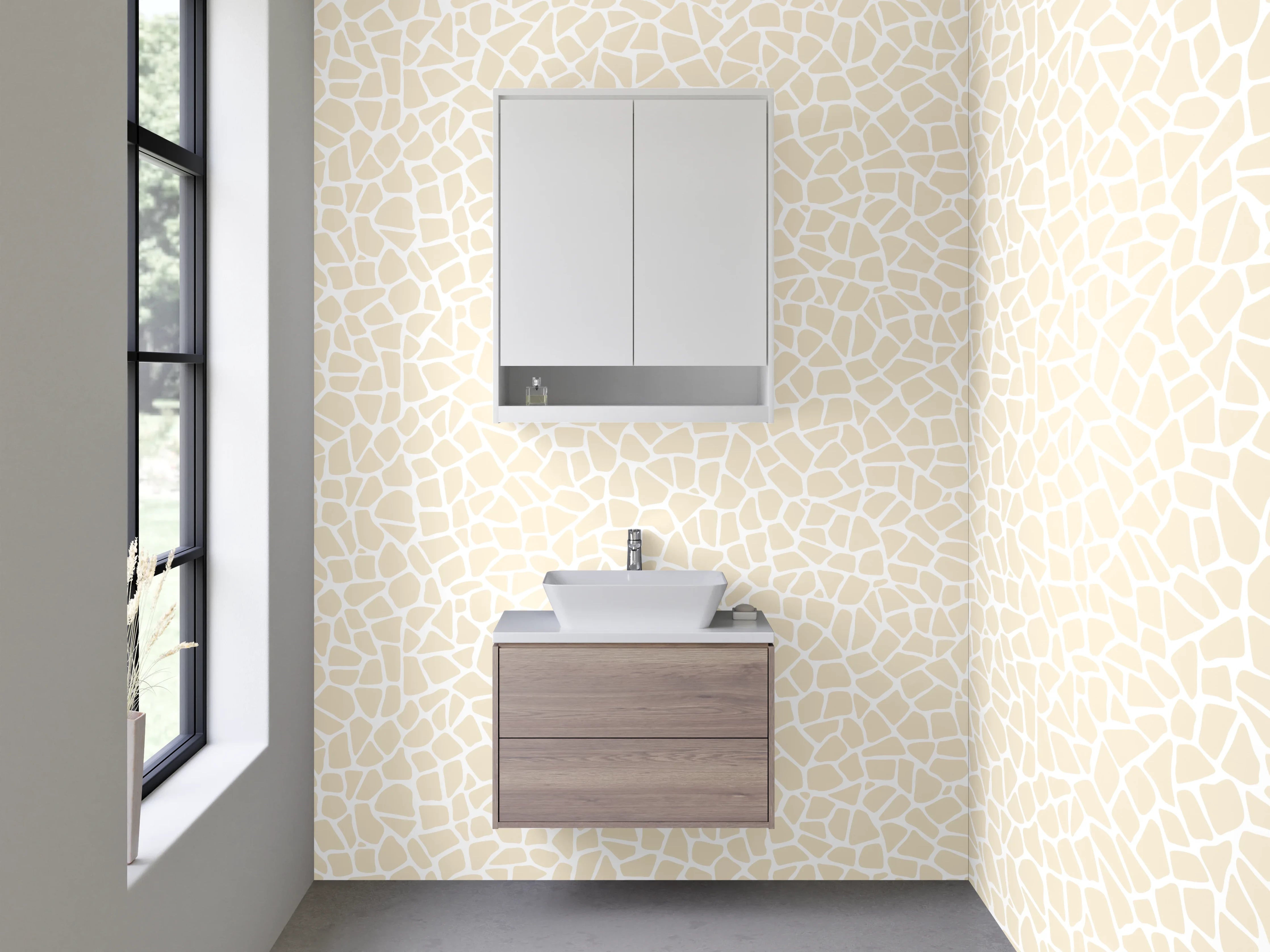 Waschbecken-Rückwand - Grauweißes Mosaikfliesen Design