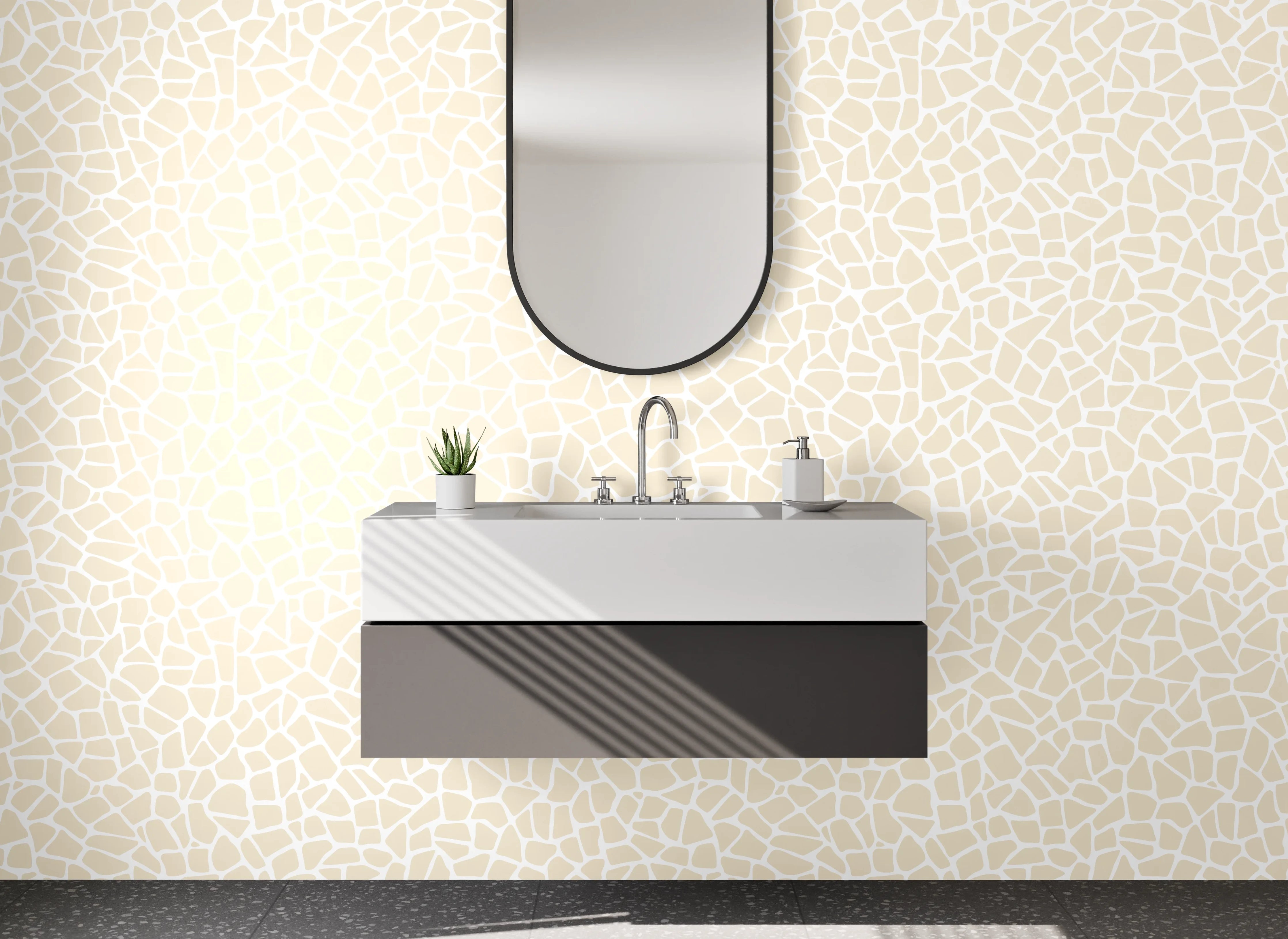 Waschbecken-Rückwand - Grauweißes Mosaikfliesen Design