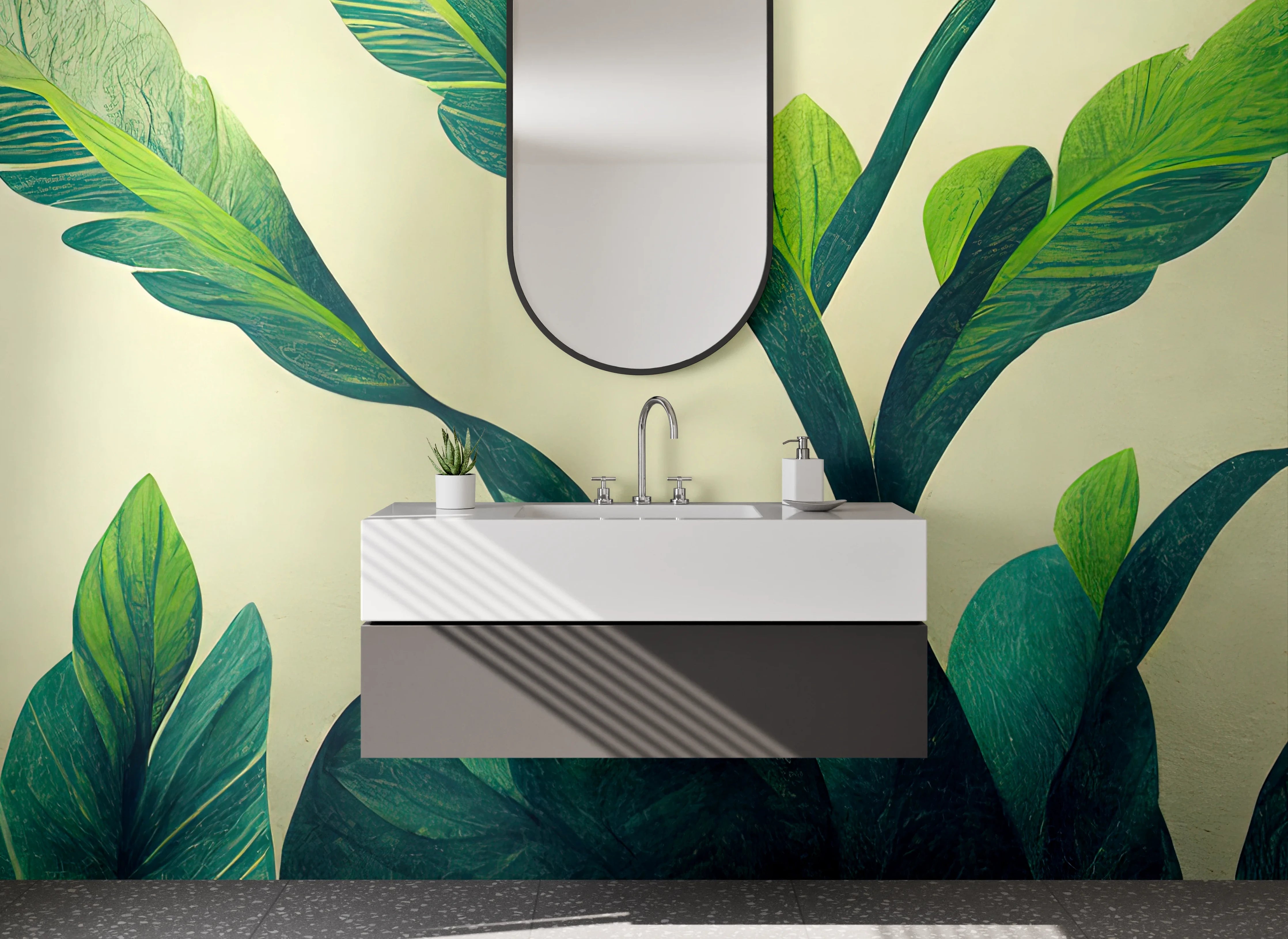 Waschbecken-Rückwand - Grüne Blätter Illustration Natur Design
