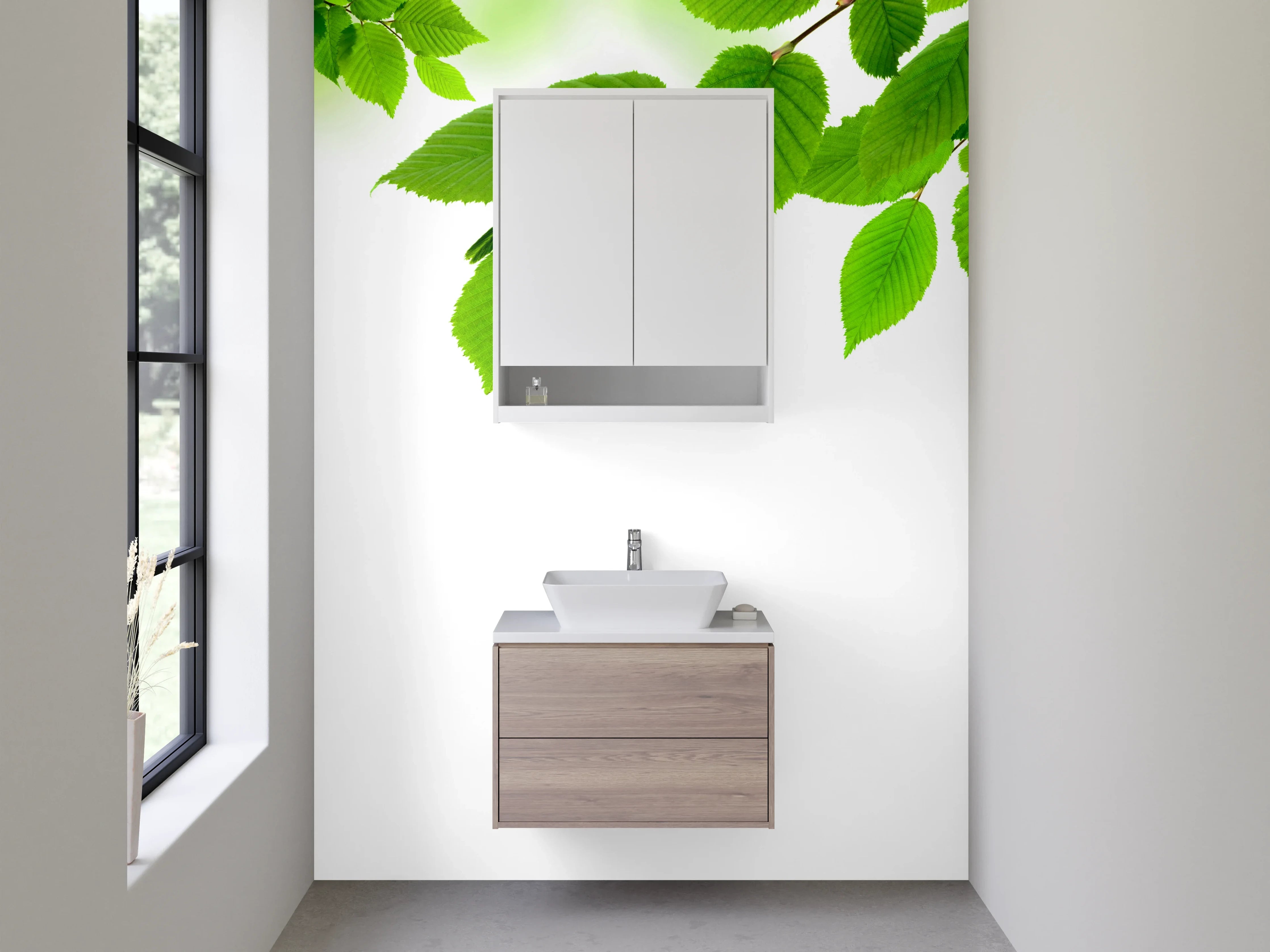 Waschbecken-Rückwand - Grüne Blätter Natur Design