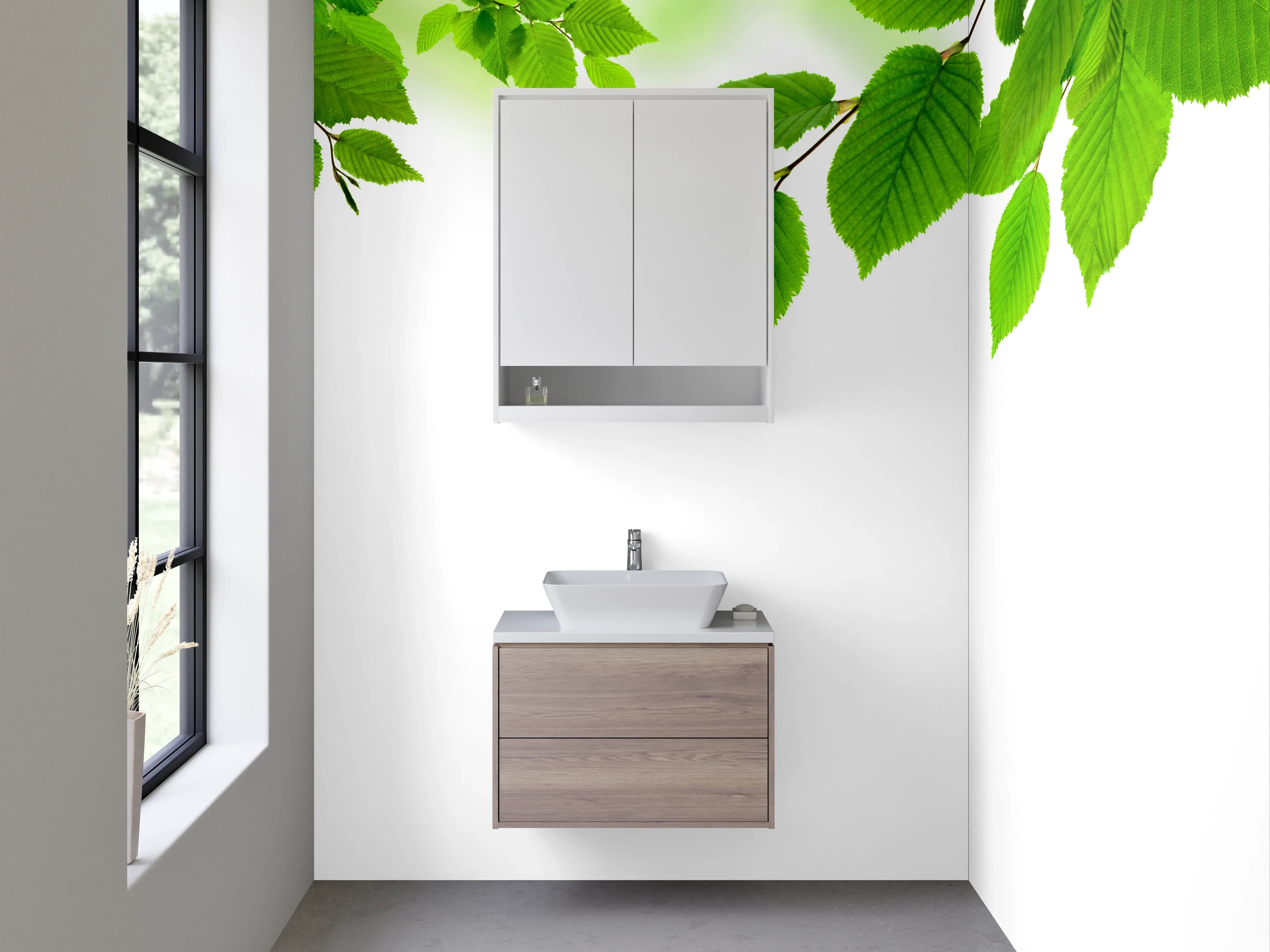 Waschbecken-Rückwand - Grüne Blätter Natur Design
