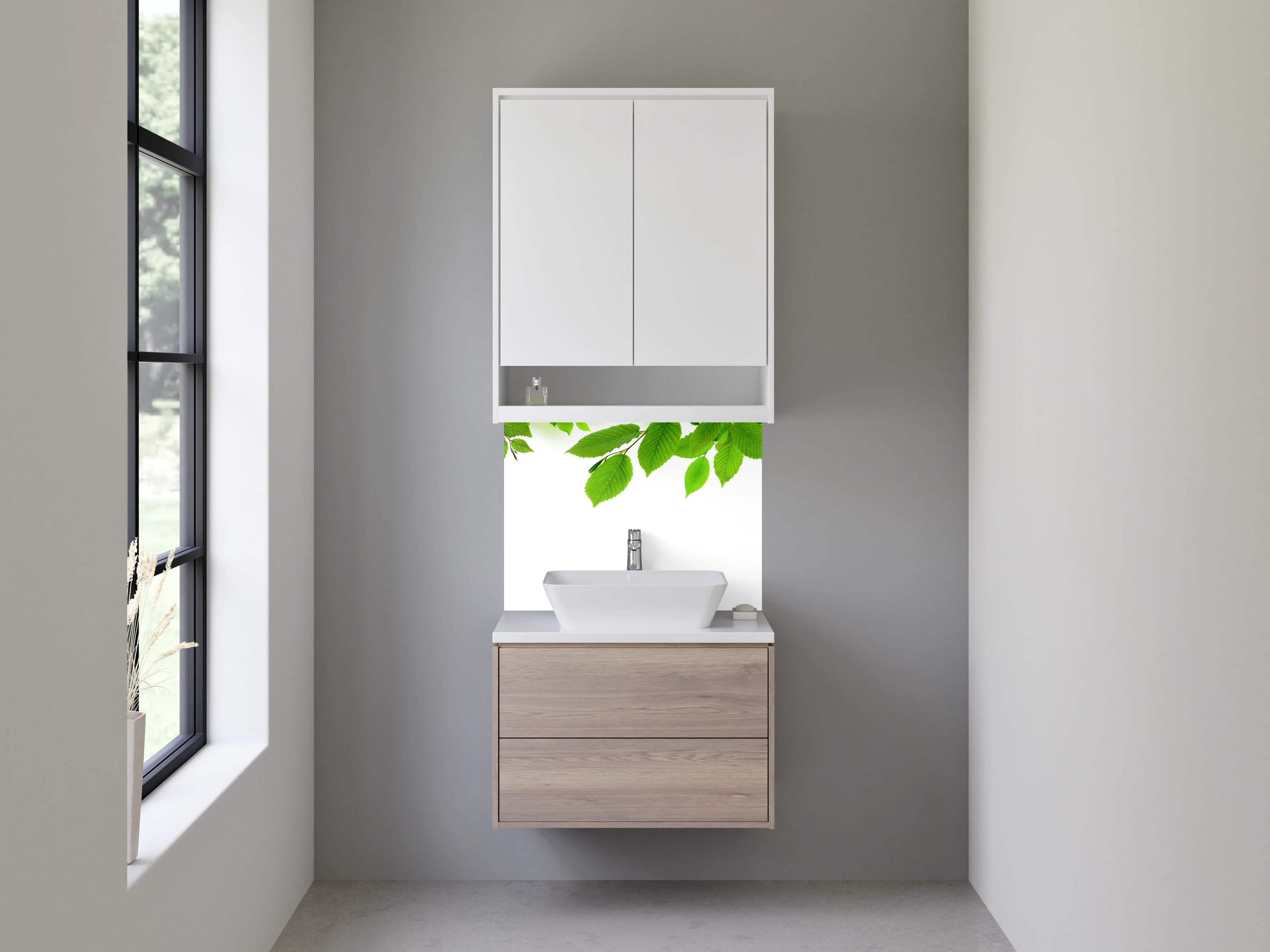 Waschbecken-Rückwand - Grüne Blätter Natur Design