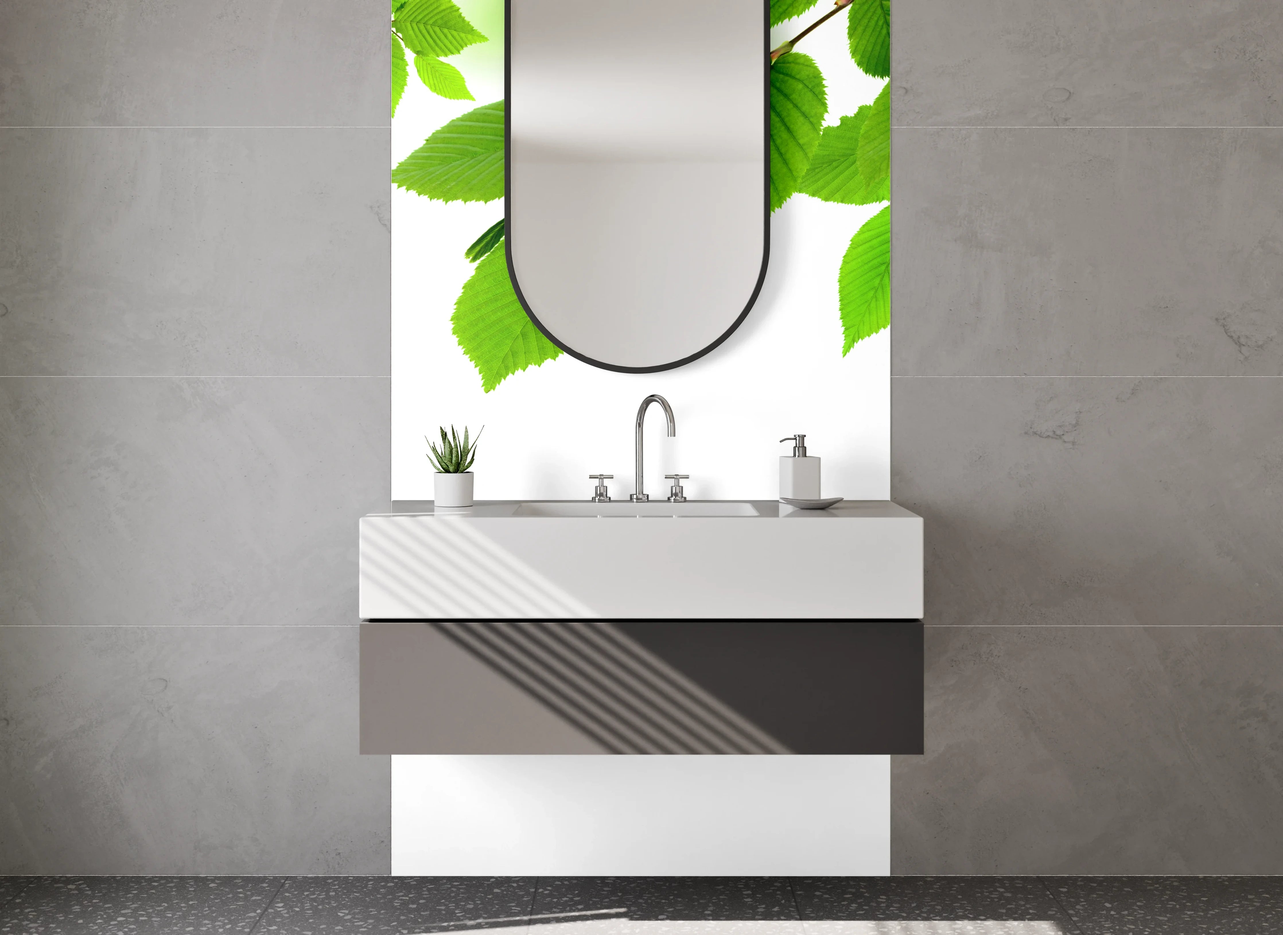 Waschbecken-Rückwand - Grüne Blätter Natur Design