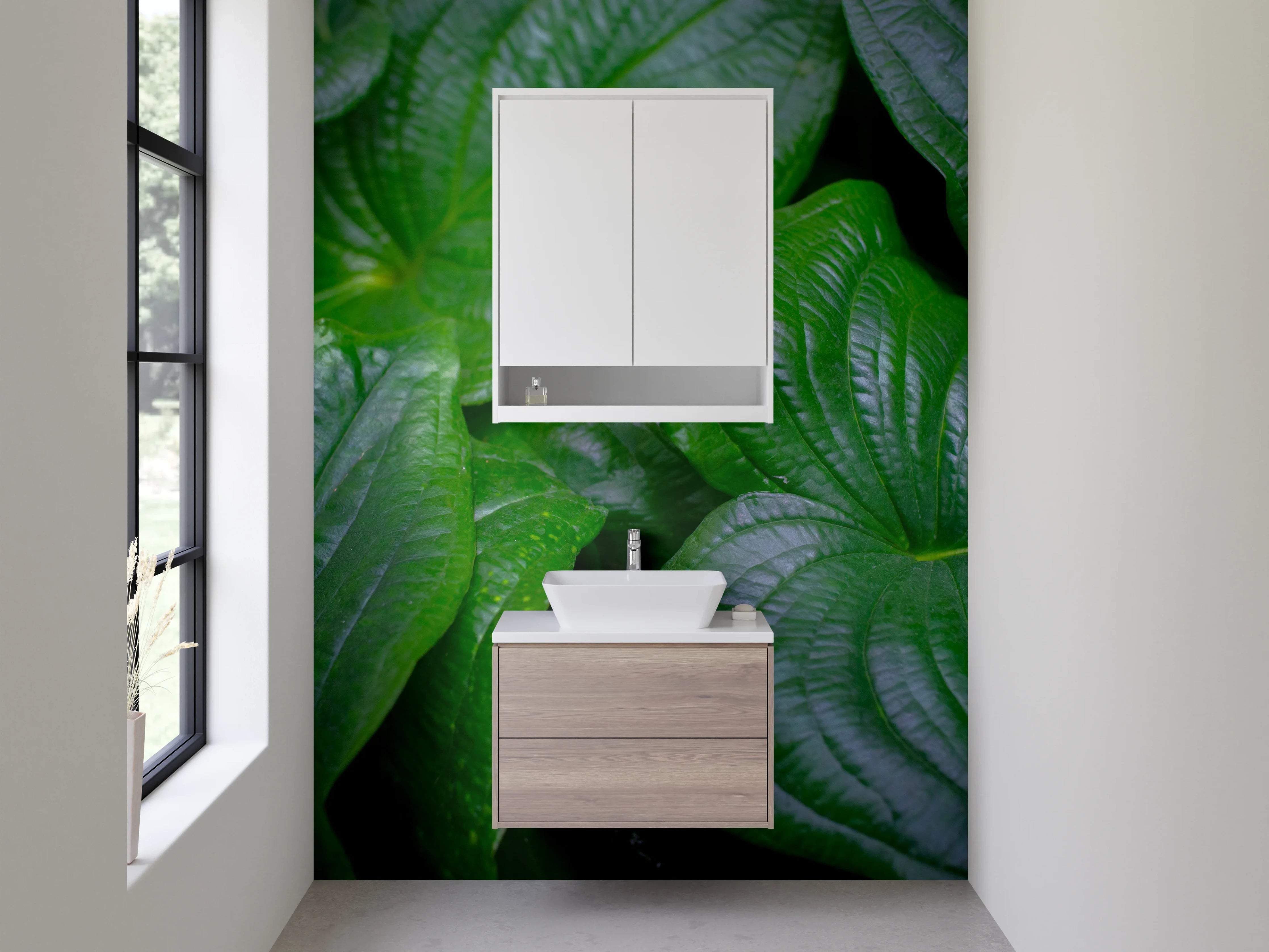Waschbecken-Rückwand - Grüne Blätter Struktur Natur-Optik