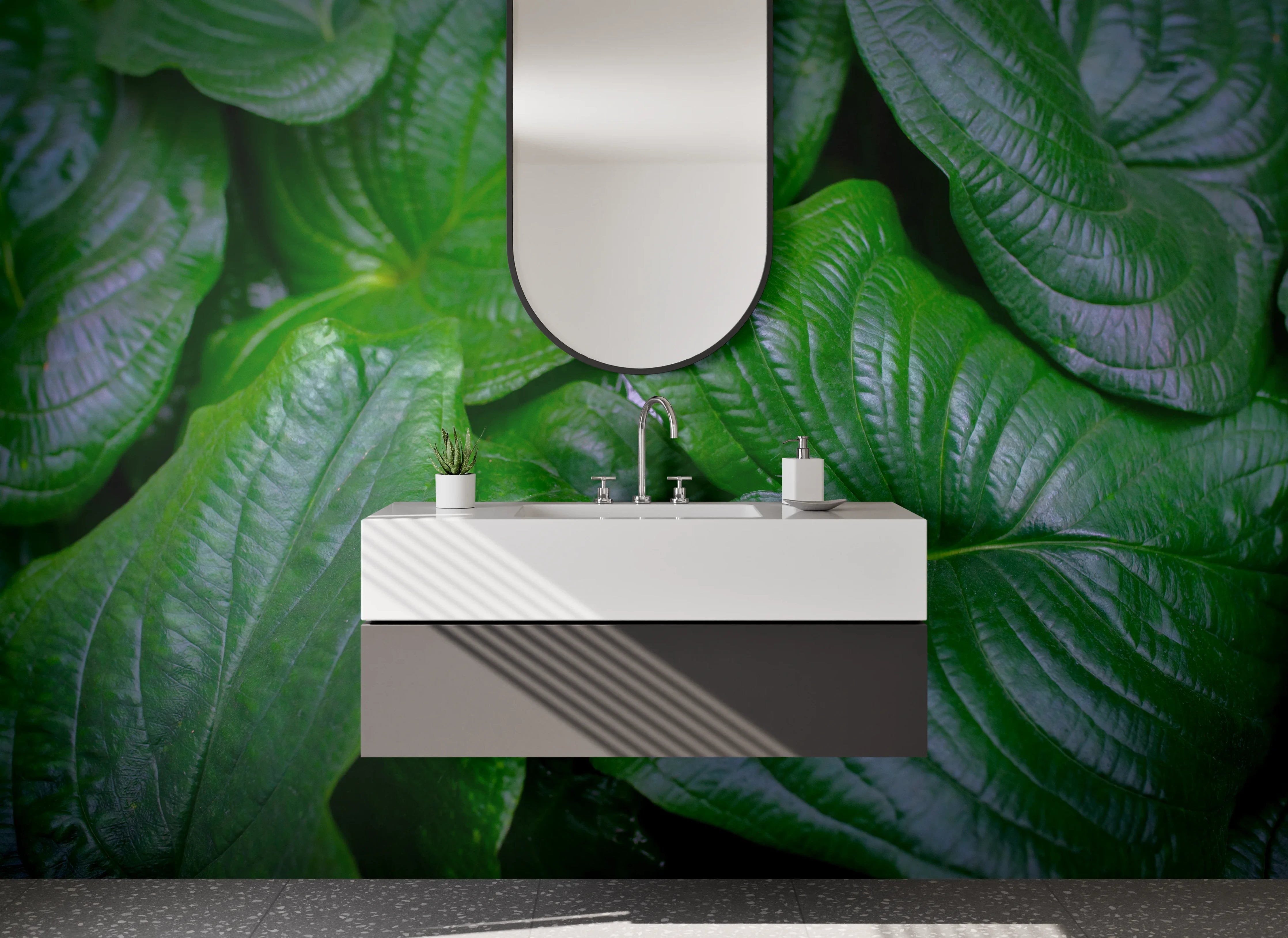 Waschbecken-Rückwand - Grüne Blätter Struktur Natur-Optik