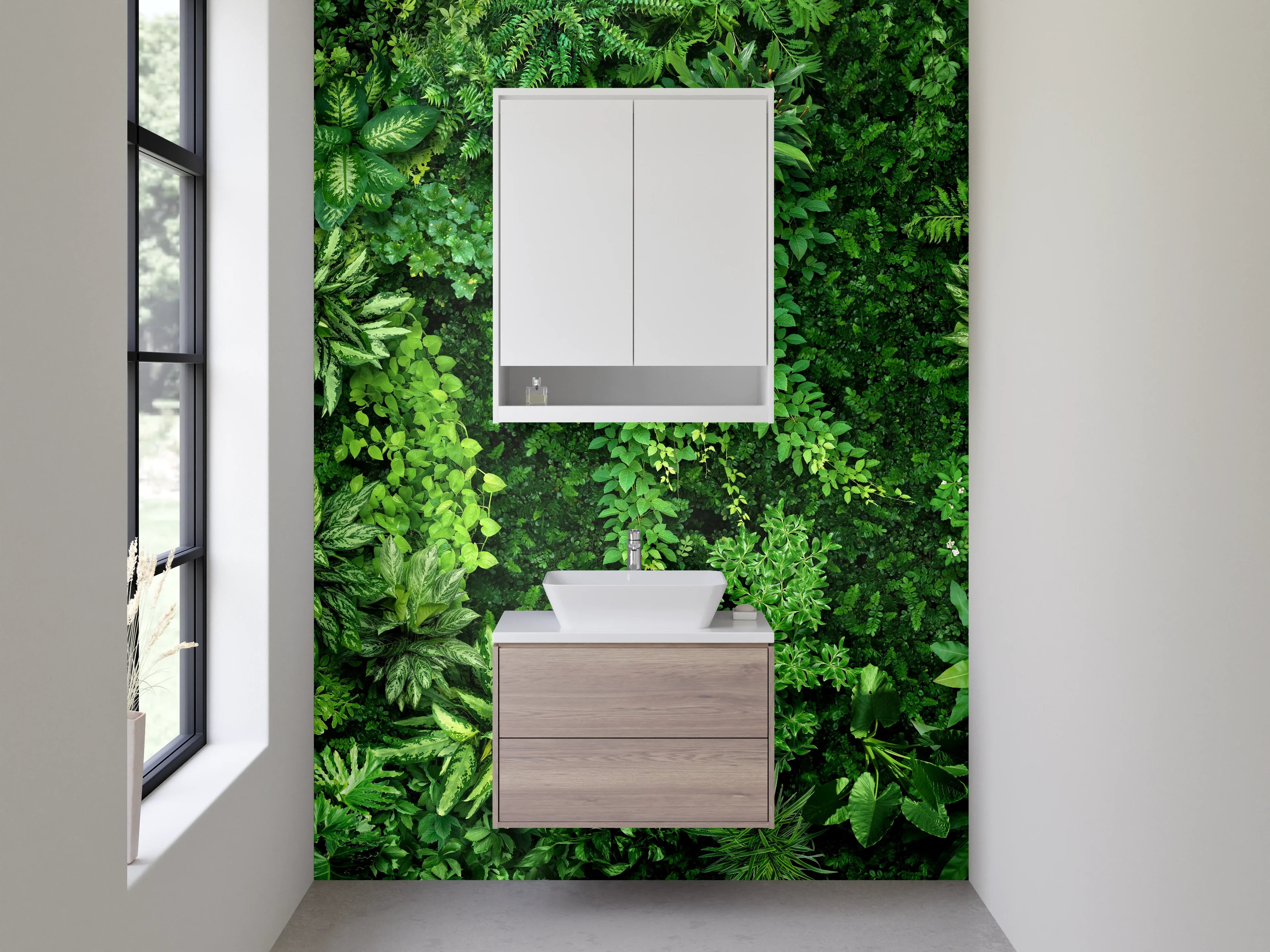 Waschbecken-Rückwand - Grüne Dschungel Pflanzen Wanddekor