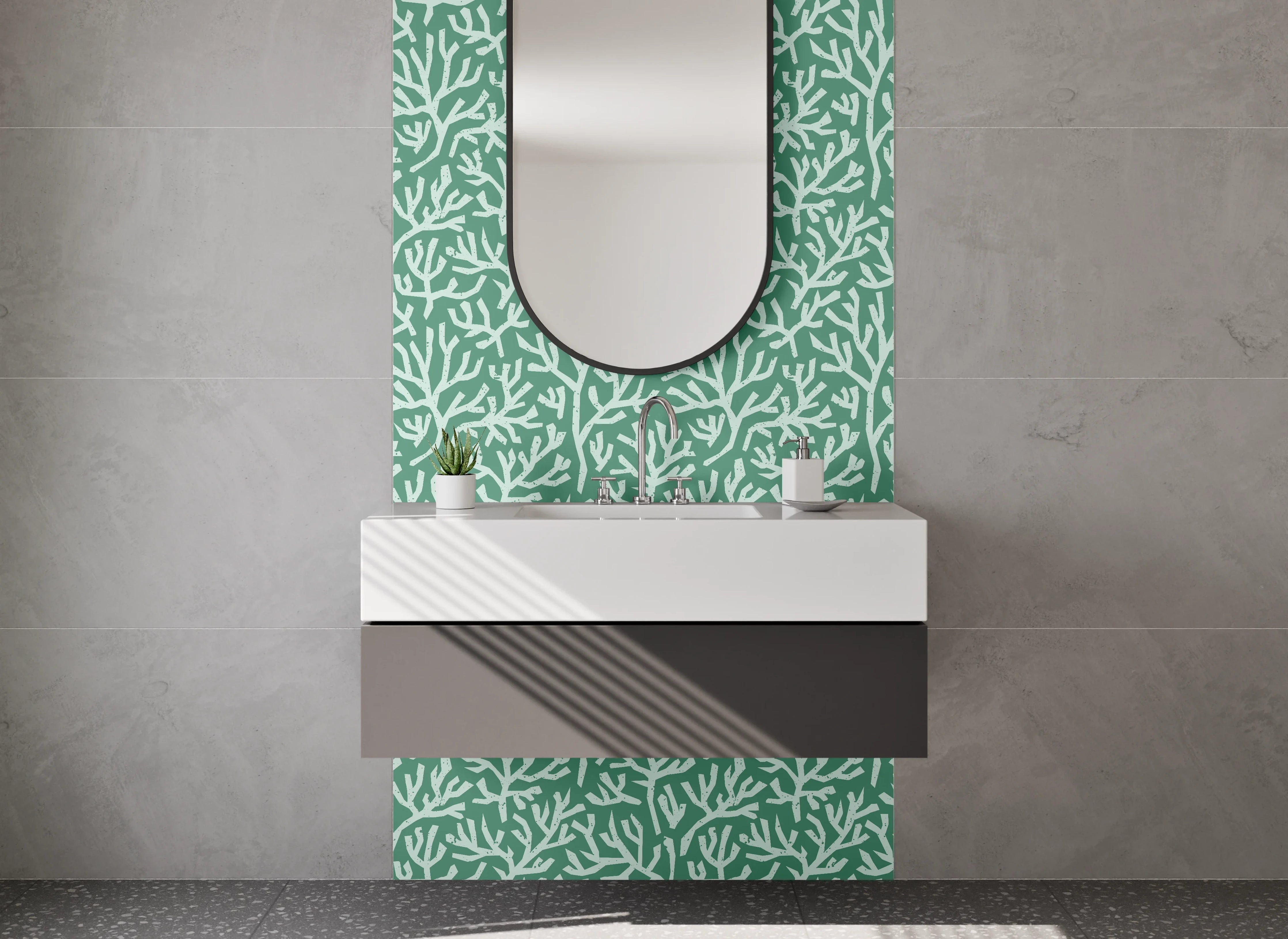 Waschbecken-Rückwand - Grüne Korallen-Struktur