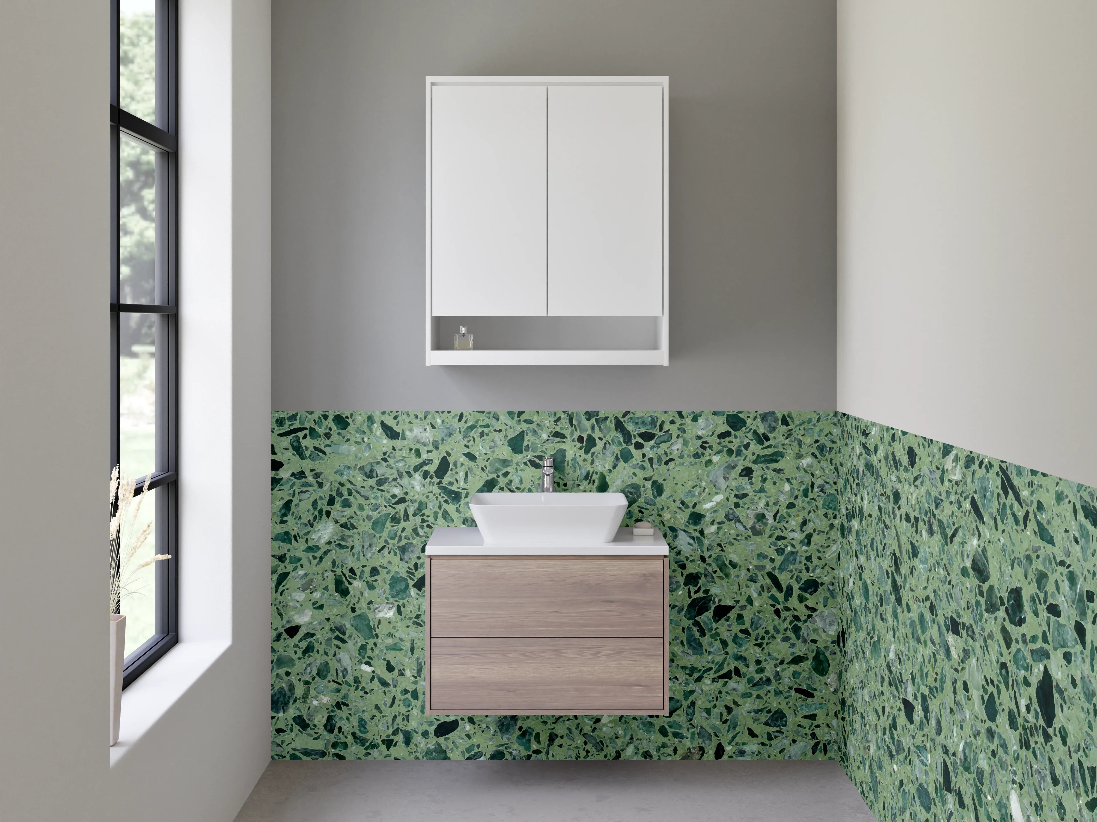 Waschbecken-Rückwand - Grüner Terrazzo-Optik Spritzschutz