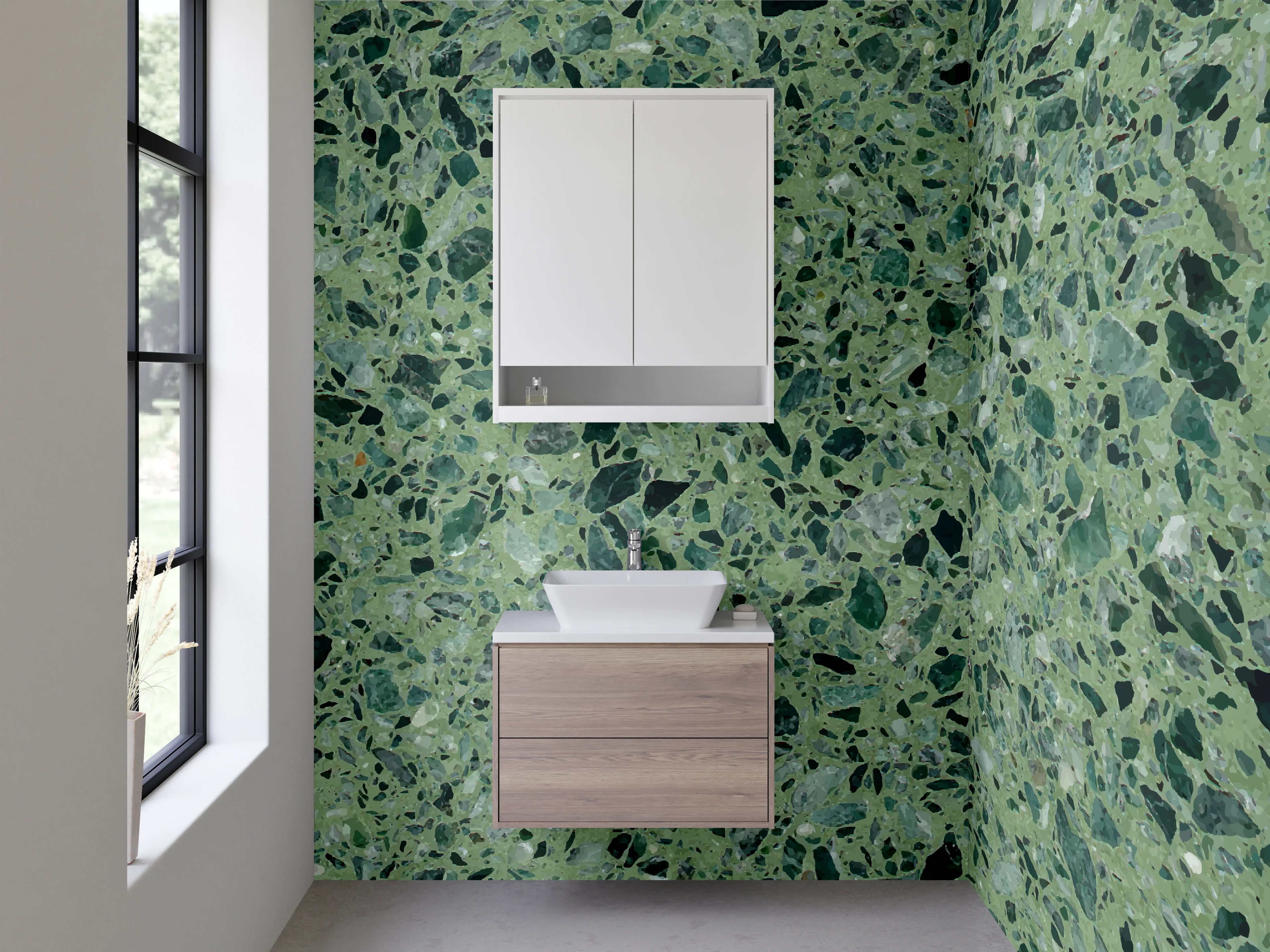 Waschbecken-Rückwand - Grüner Terrazzo-Optik Spritzschutz