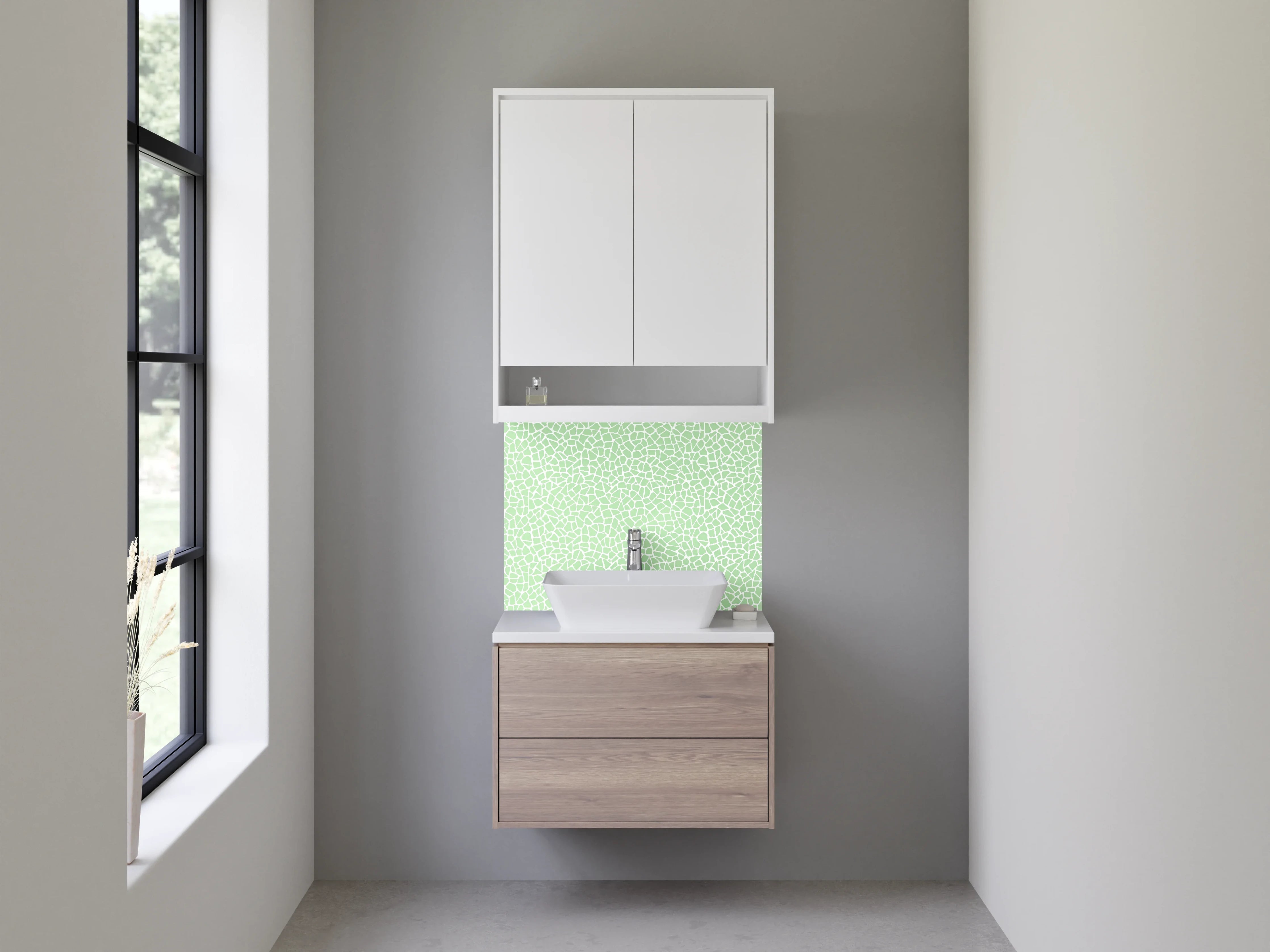 Waschbecken-Rückwand - Grünes Mosaik Muster Fliesenoptik