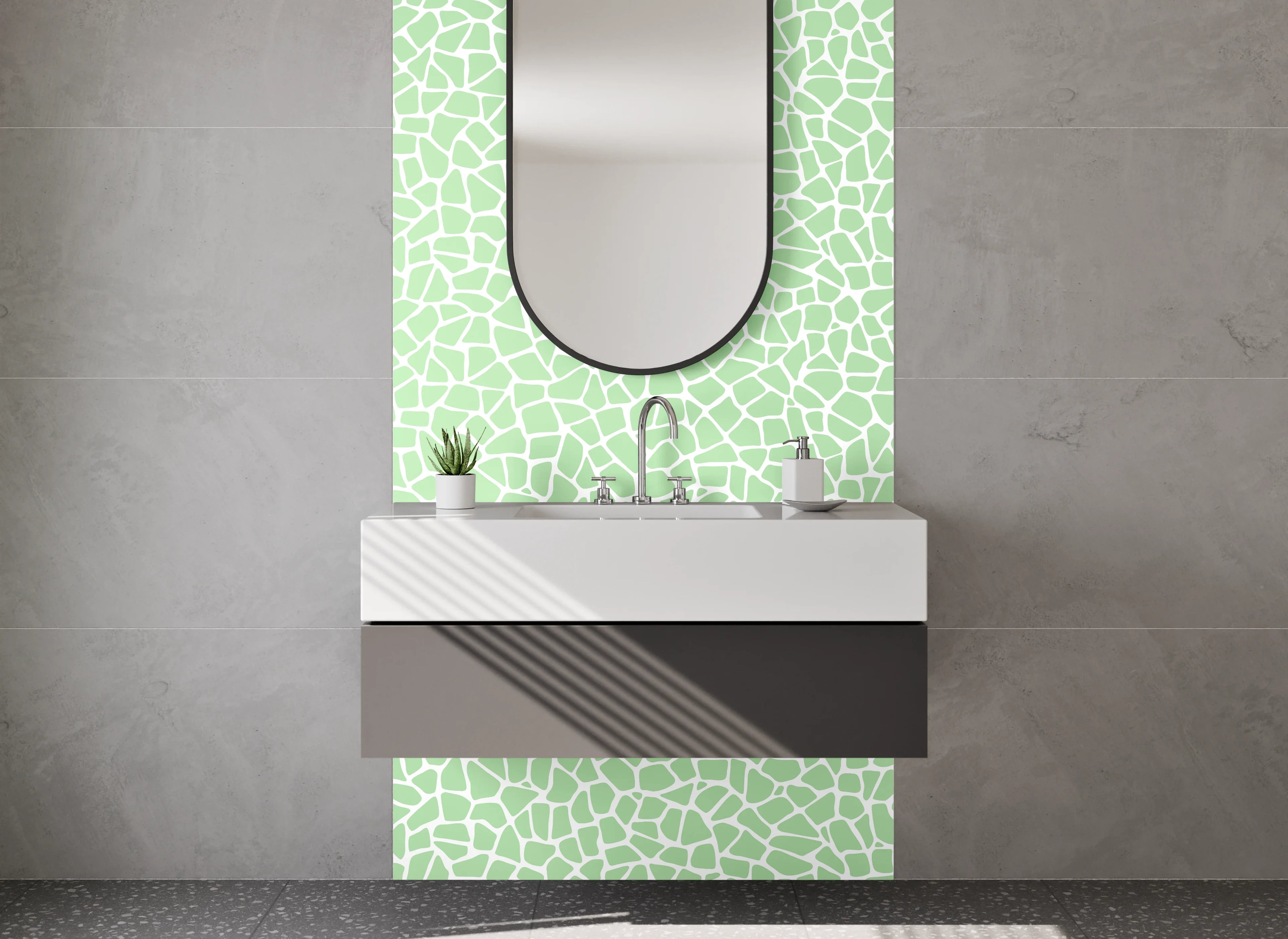 Waschbecken-Rückwand - Grünes Mosaik Muster Fliesenoptik