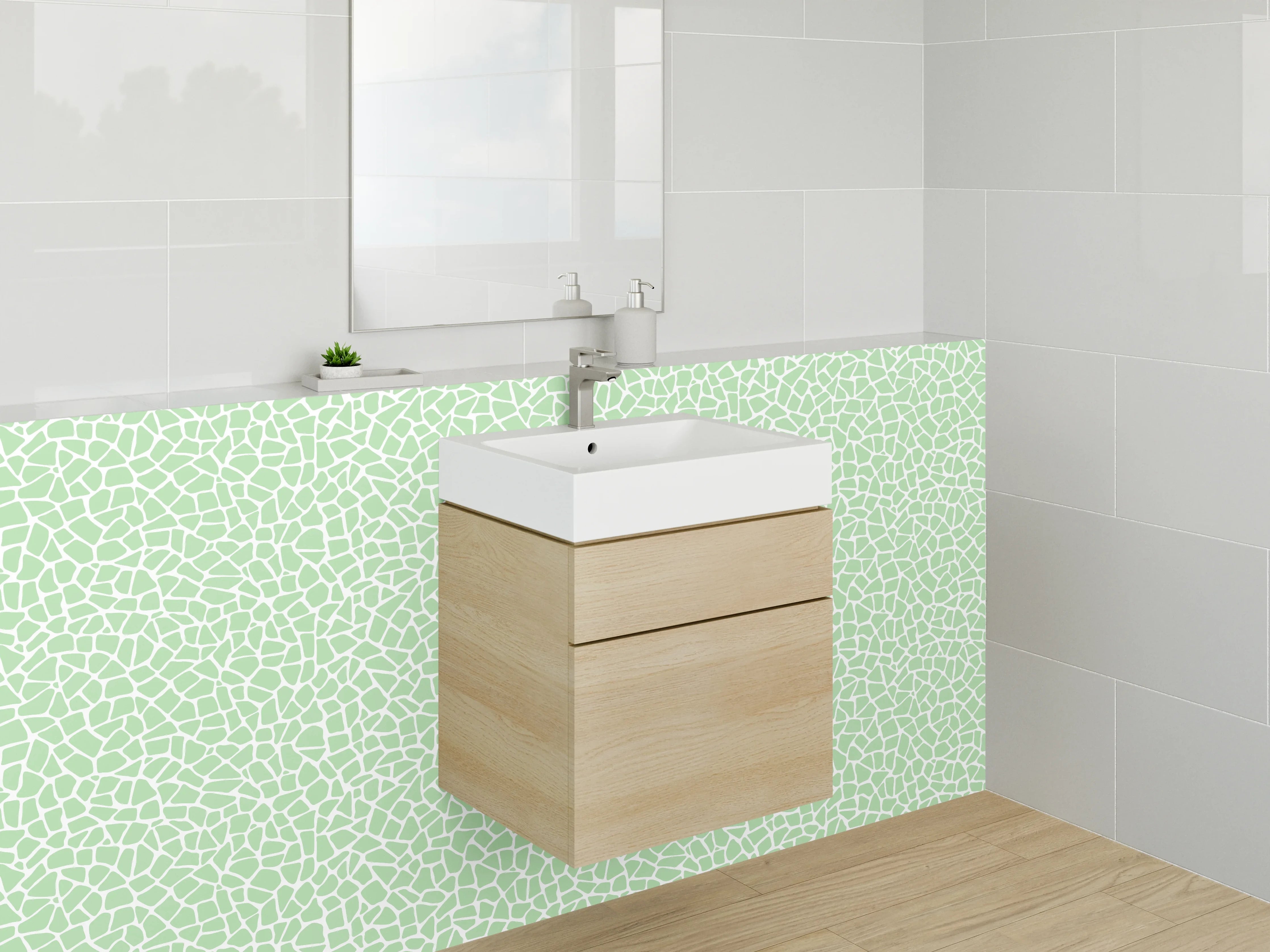 Waschbecken-Rückwand - Grünes Mosaik Muster Fliesenoptik
