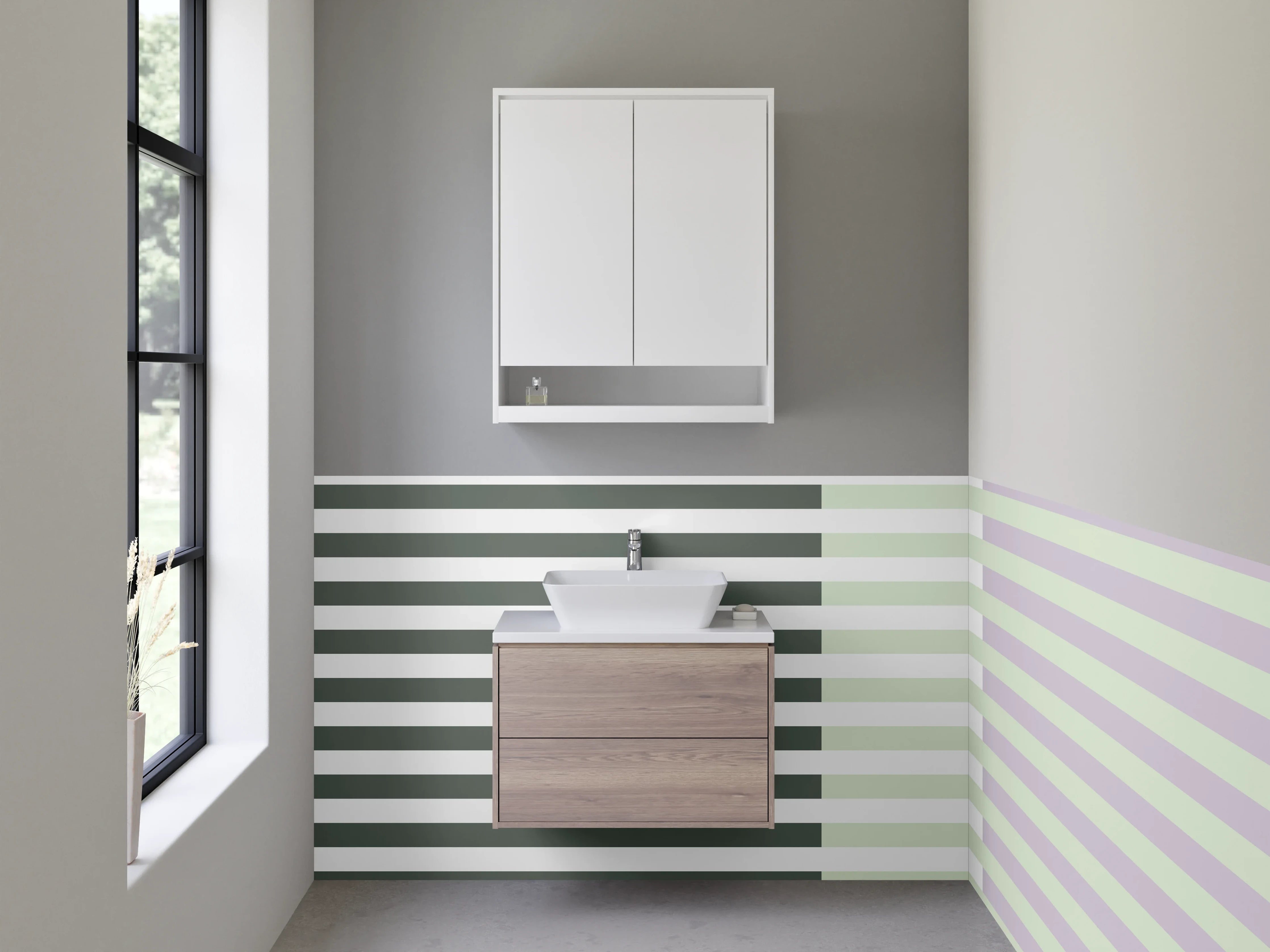 Waschbecken-Rückwand - Harmonische Streifen in Pastellfarben