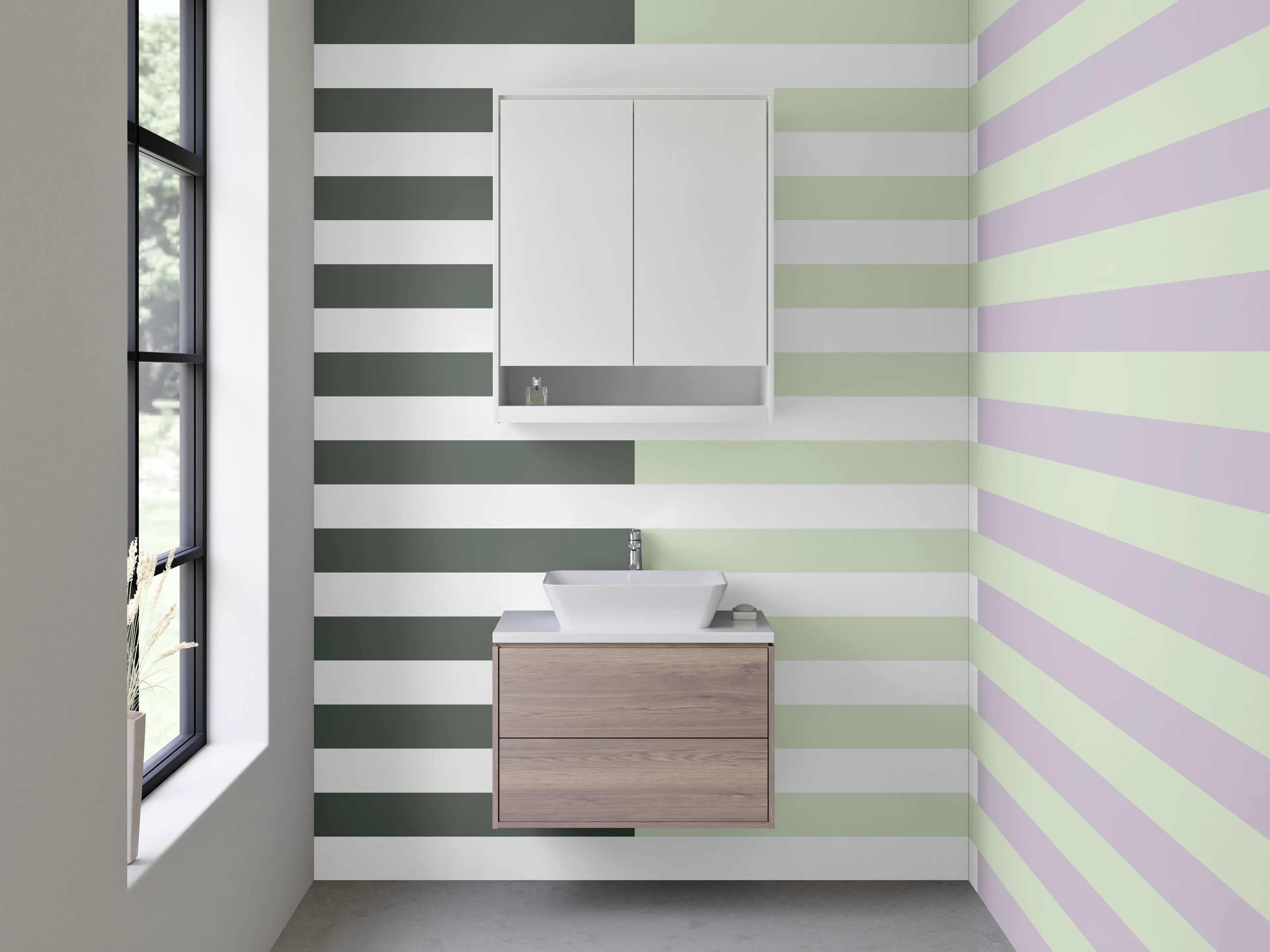 Waschbecken-Rückwand - Harmonische Streifen in Pastellfarben