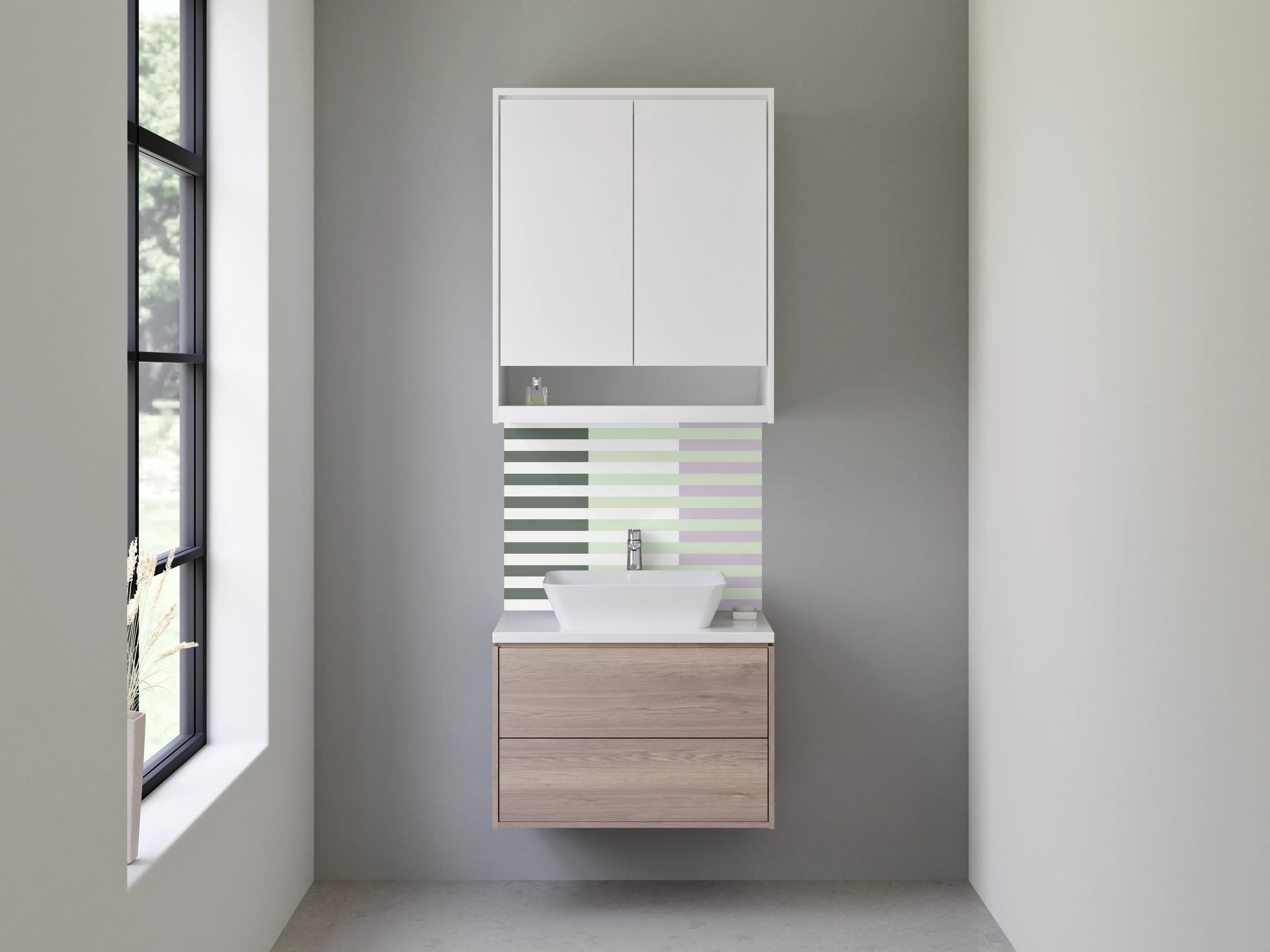 Waschbecken-Rückwand - Harmonische Streifen in Pastellfarben