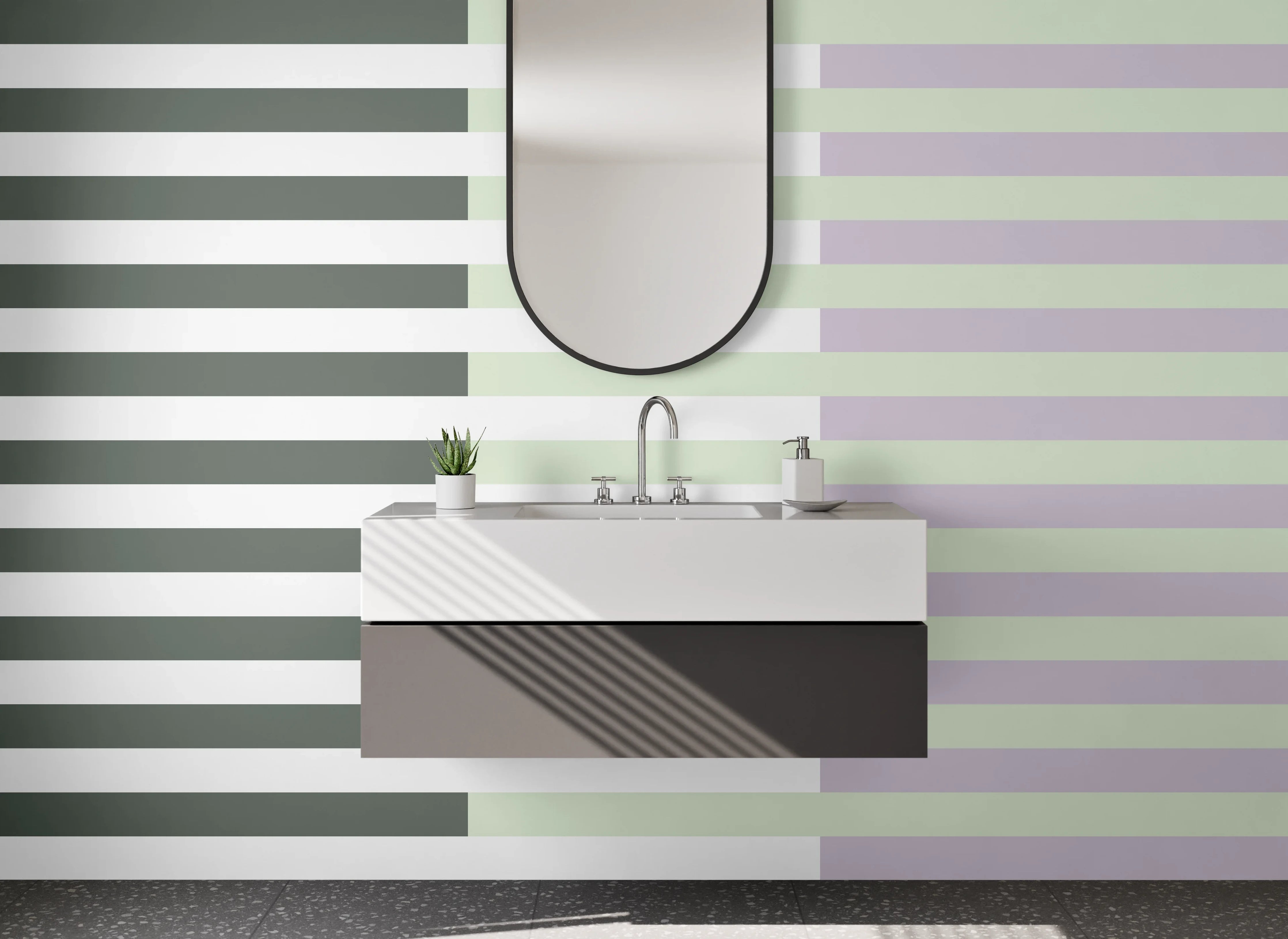 Waschbecken-Rückwand - Harmonische Streifen in Pastellfarben