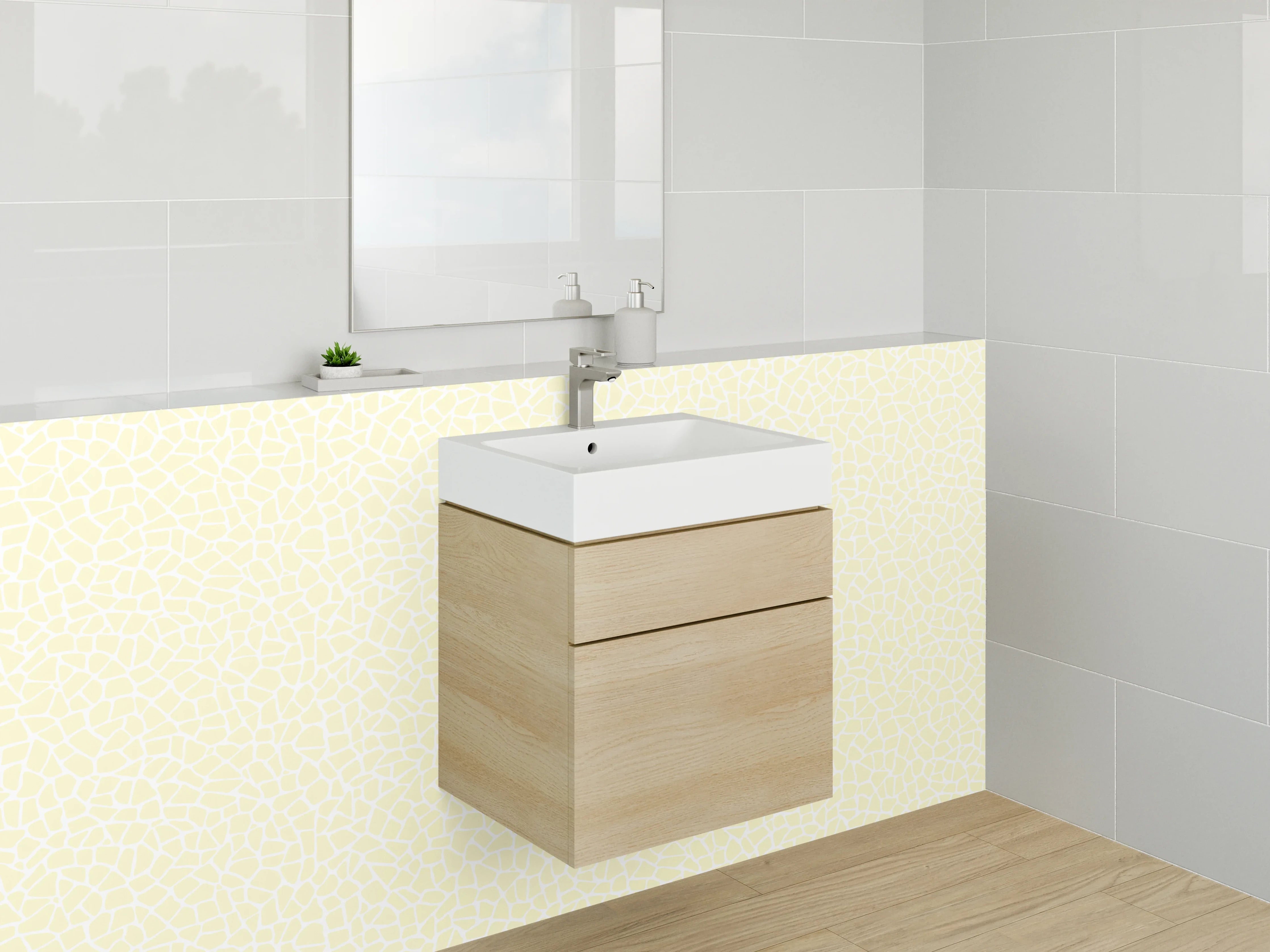 Waschbecken-Rückwand - Hellbeige dezentes Muster für Badezimmer