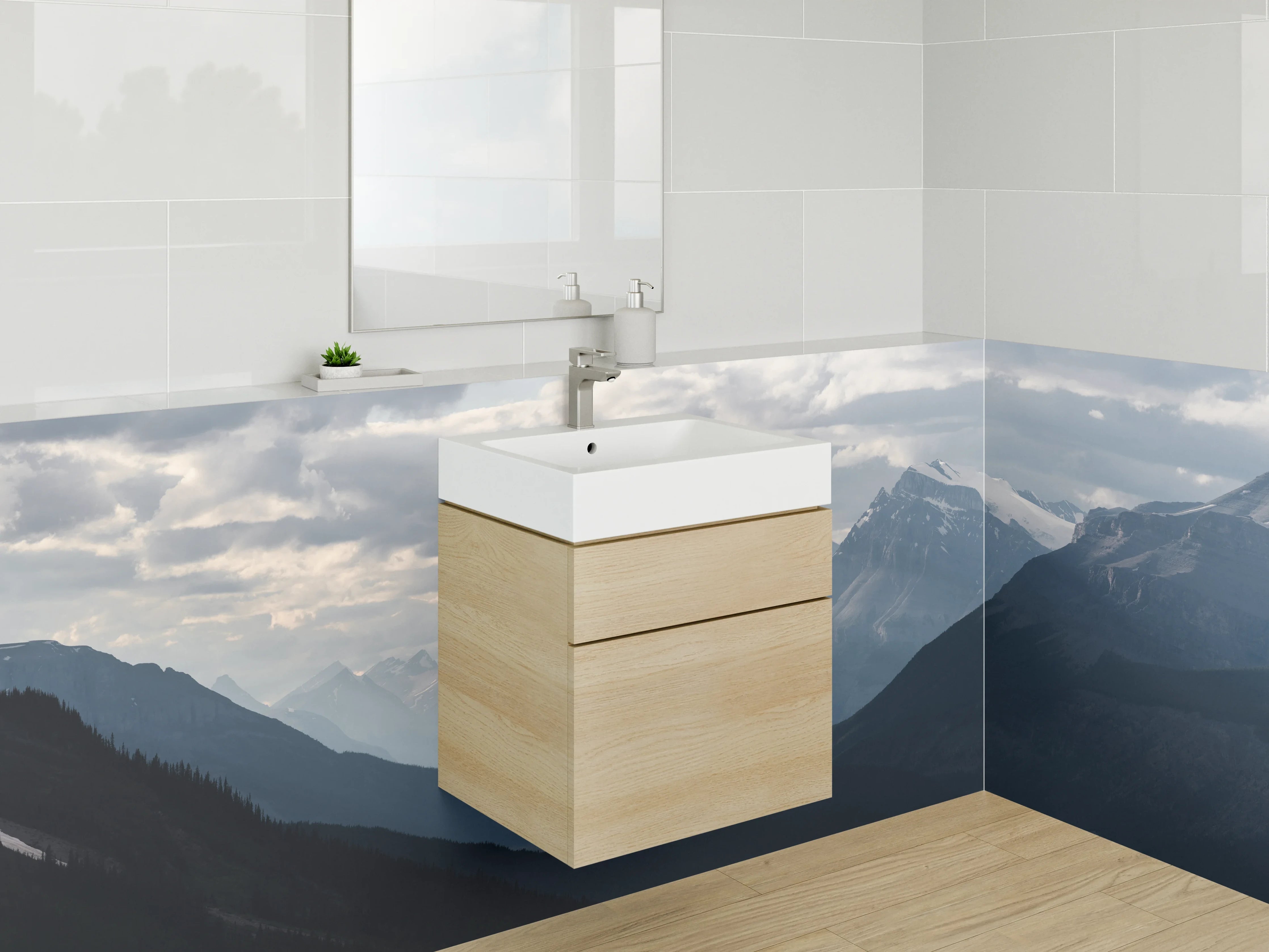 Waschbecken-Rückwand - Helle Graufläche mit zarten Nuancen