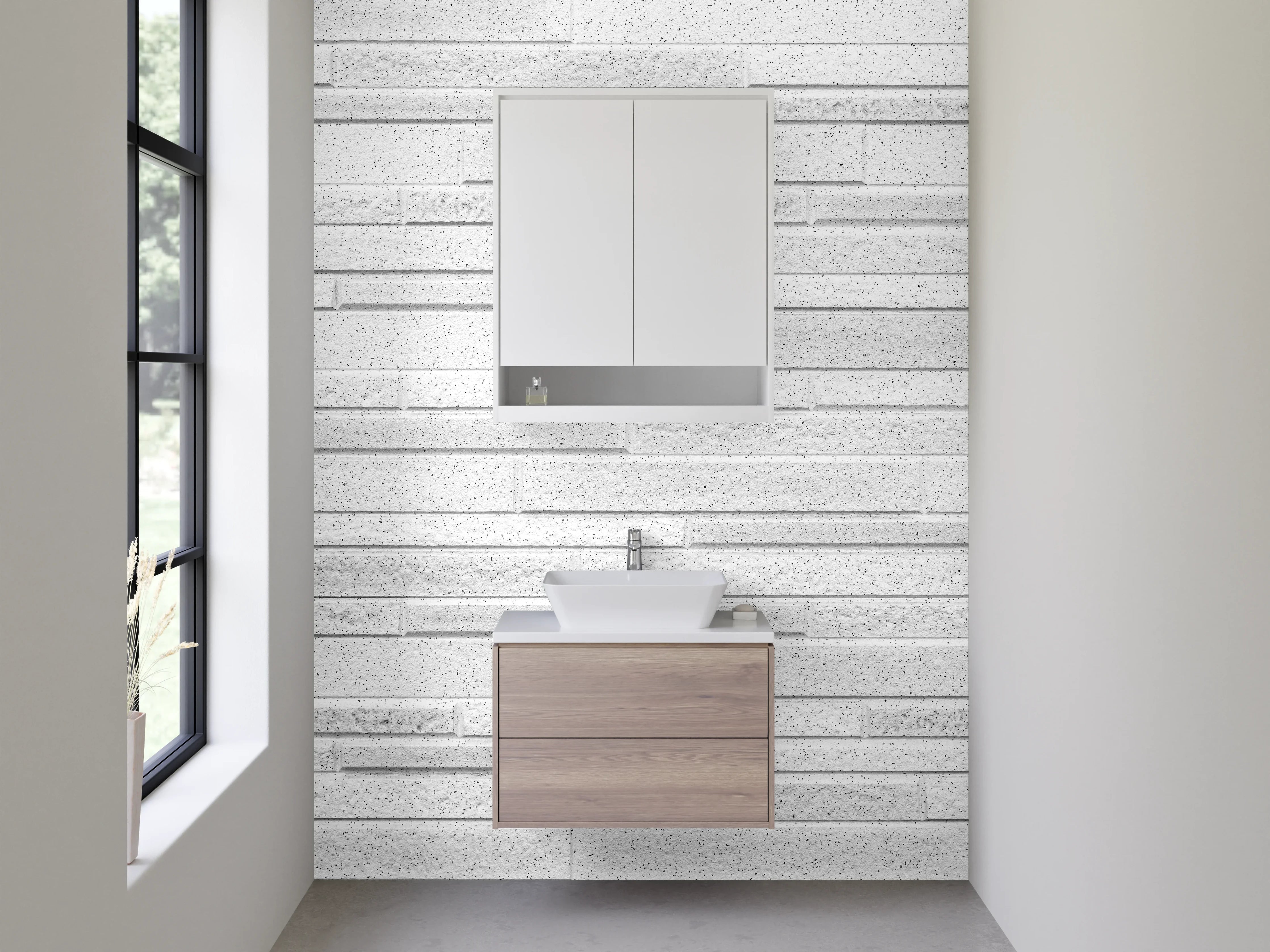 Waschbecken-Rückwand - Helle Graustrukturwand